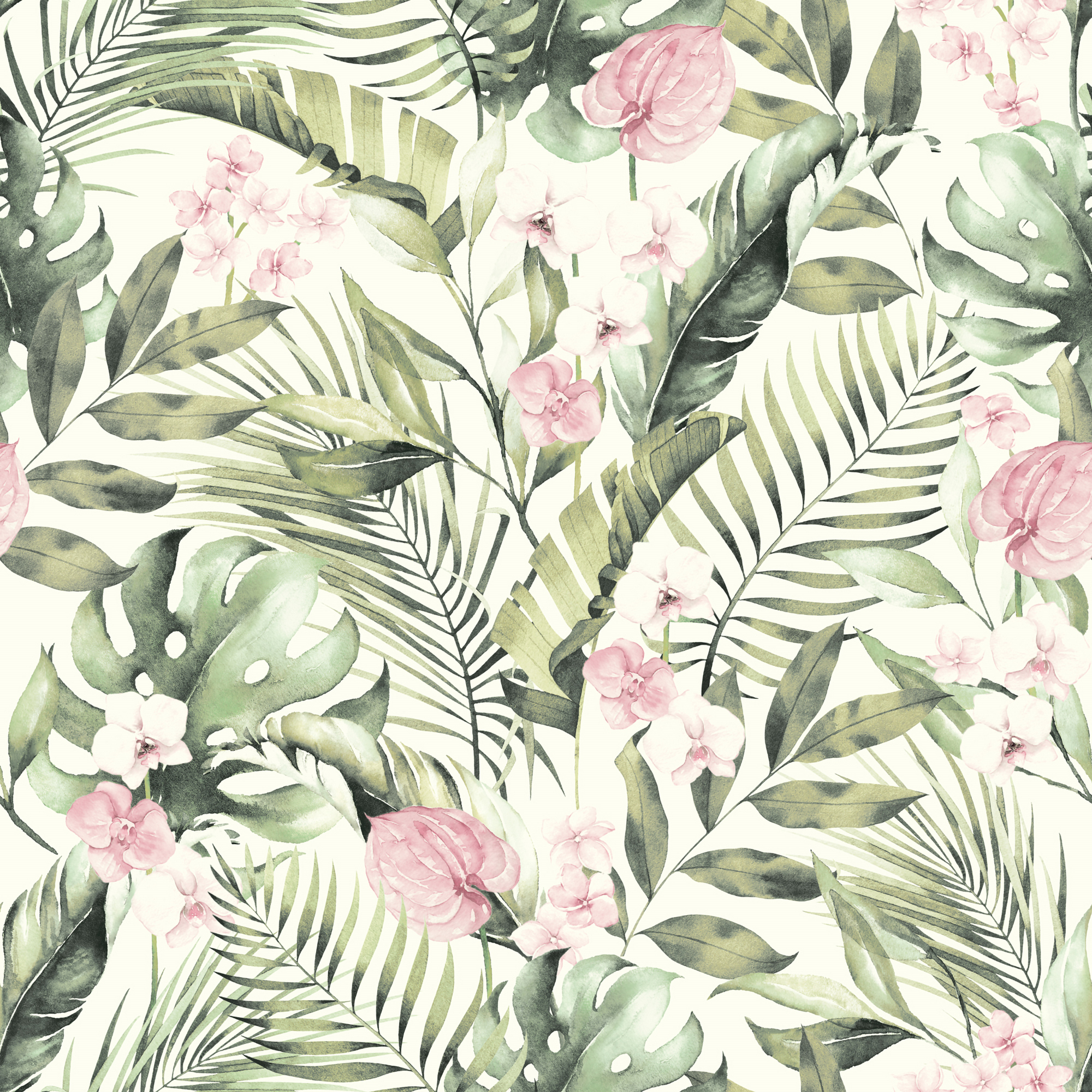 Arthouse Tropical Floral Pink & Green Wallpaper - 10.05m x 53cm