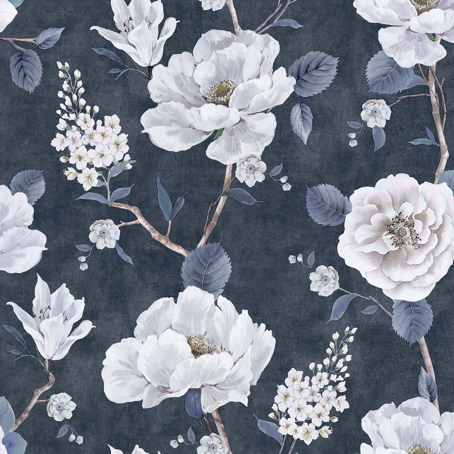 Arthouse Ashley Floral Navy Wallpaper - 10.05m x 53cm