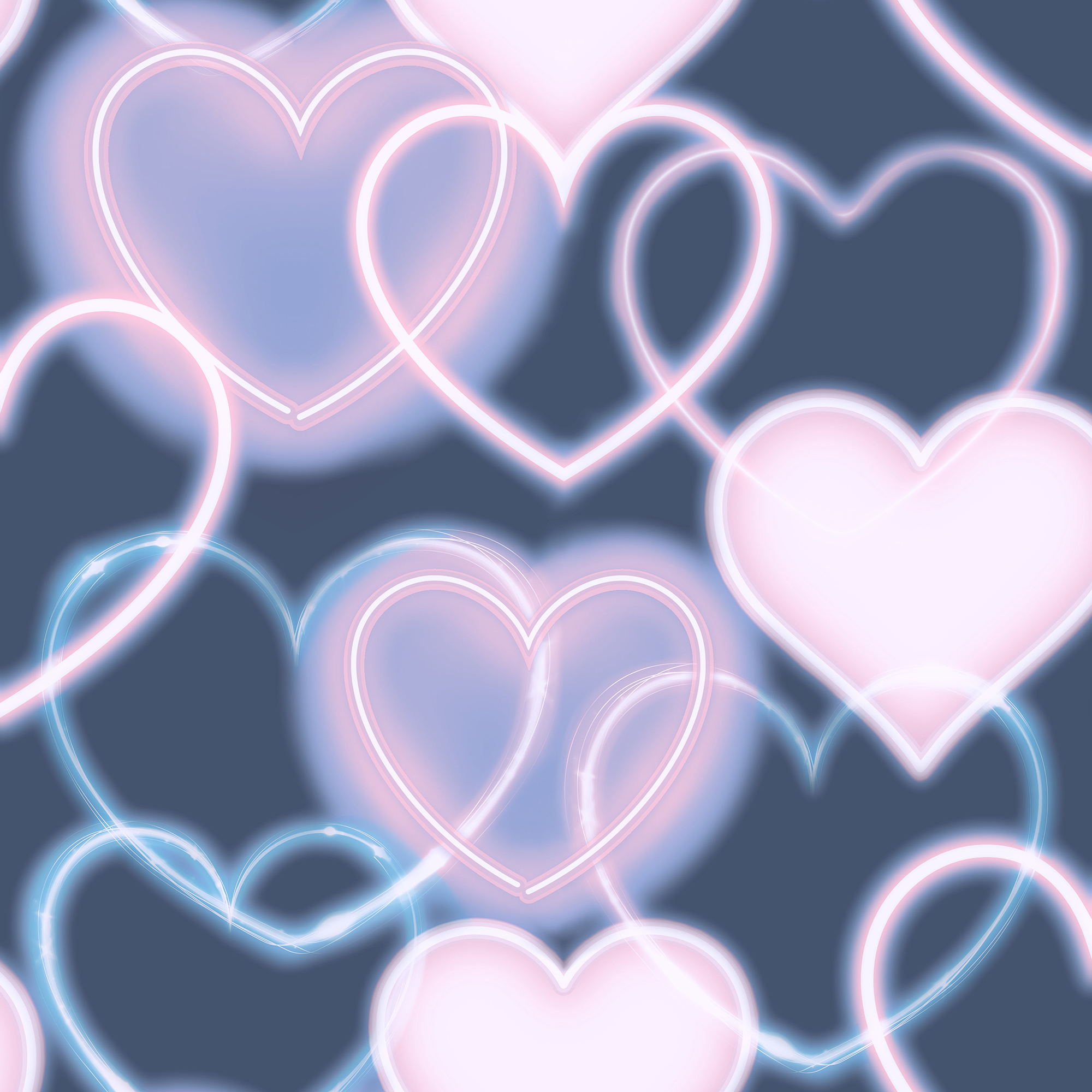 Arthouse Neon Heart Wall Navy Pink Wallpaper - 10.05m x 53cm