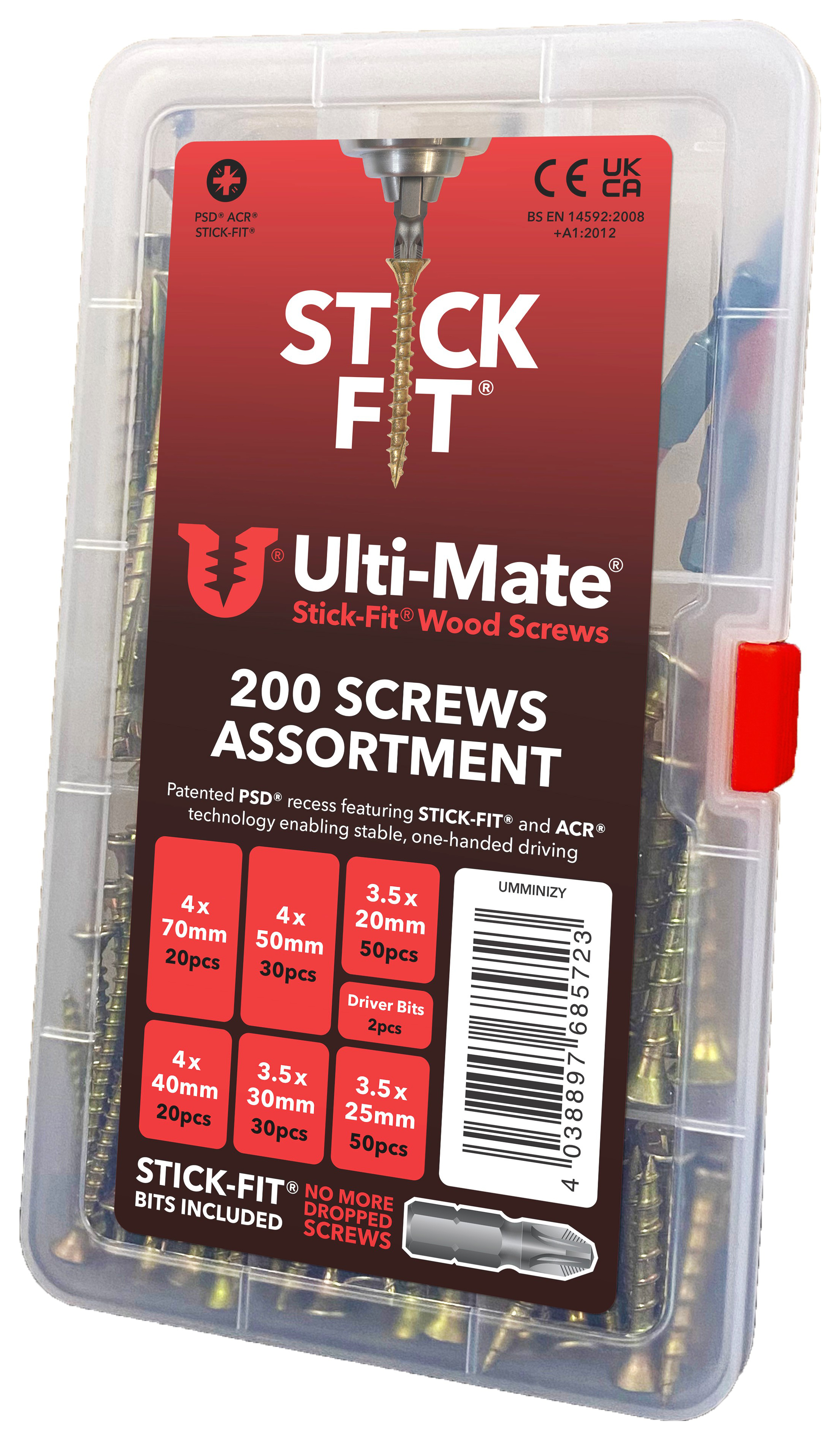 Ulti-Mate Wood Screws Zinc & Yellow Mini Assortment Case - Pack of 200