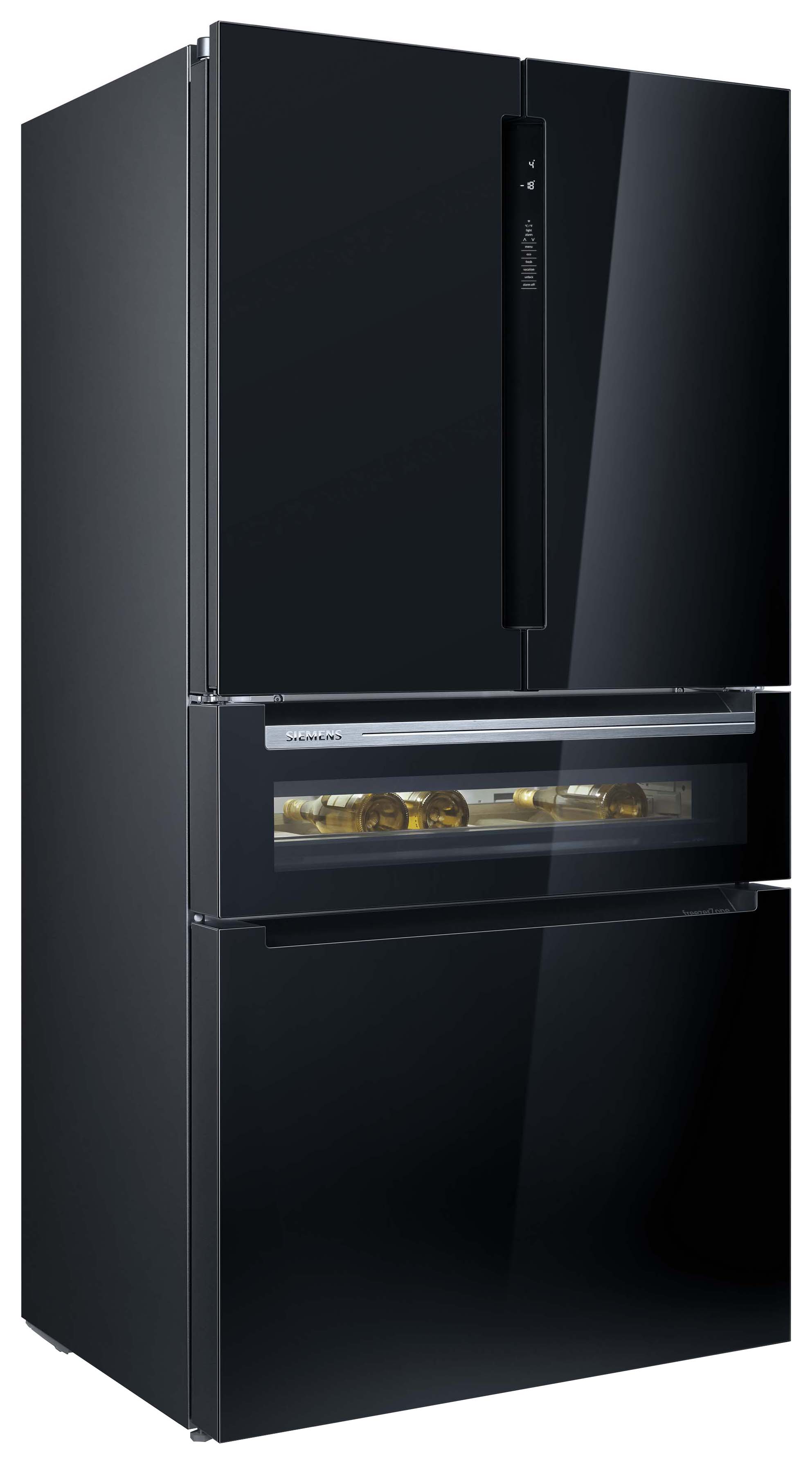 Siemens iQ700 KF96RSBEA American Fridge Freezer - Black Glass