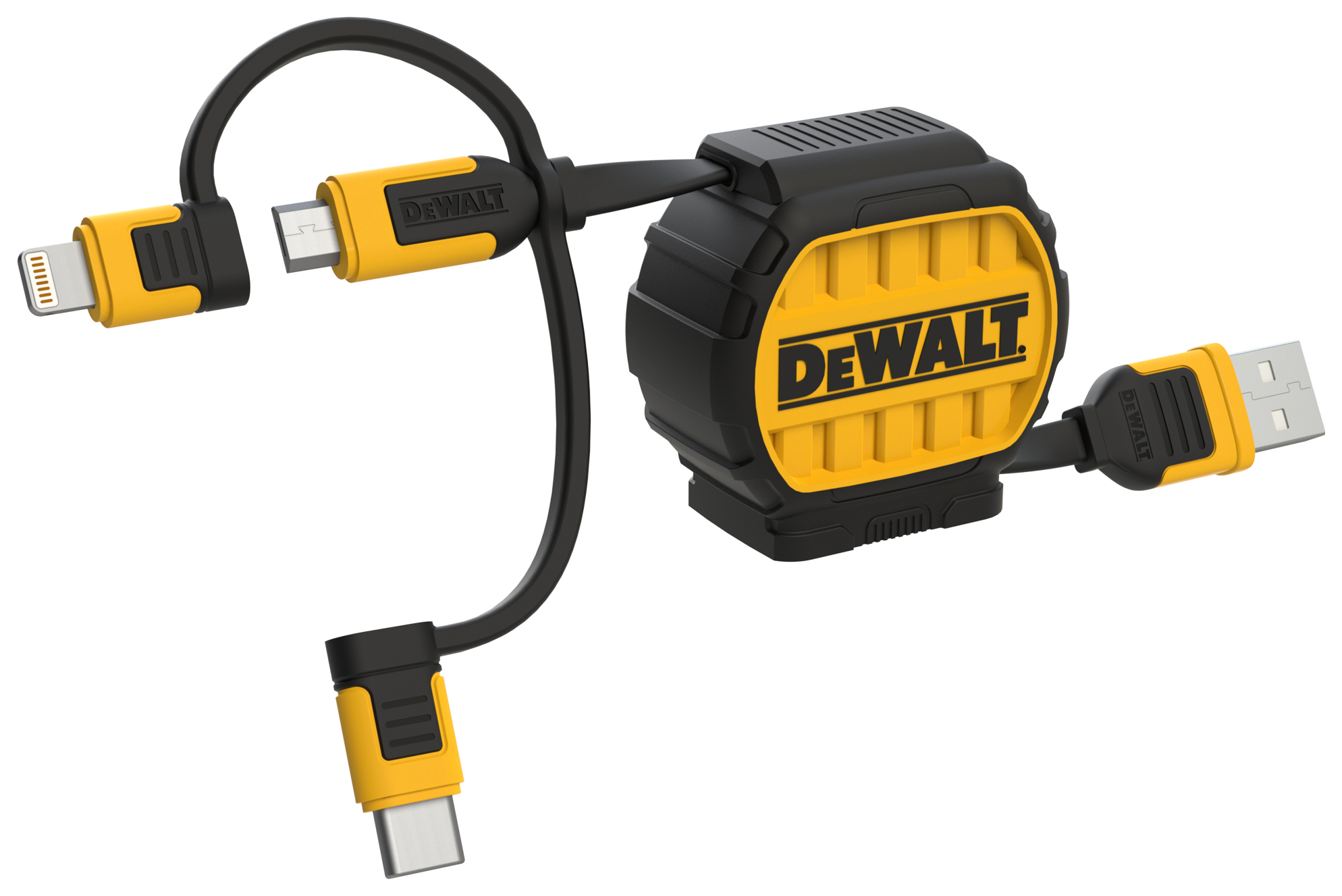DeWalt DWT1311364 Heavy Duty 3-in-1 Retractable Charging Cable - 0.9m