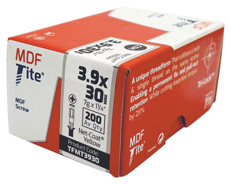 MDF-Tite PZ Countersunk Yellow MDF Screw - 3.9 x 30mm - Pack of 200