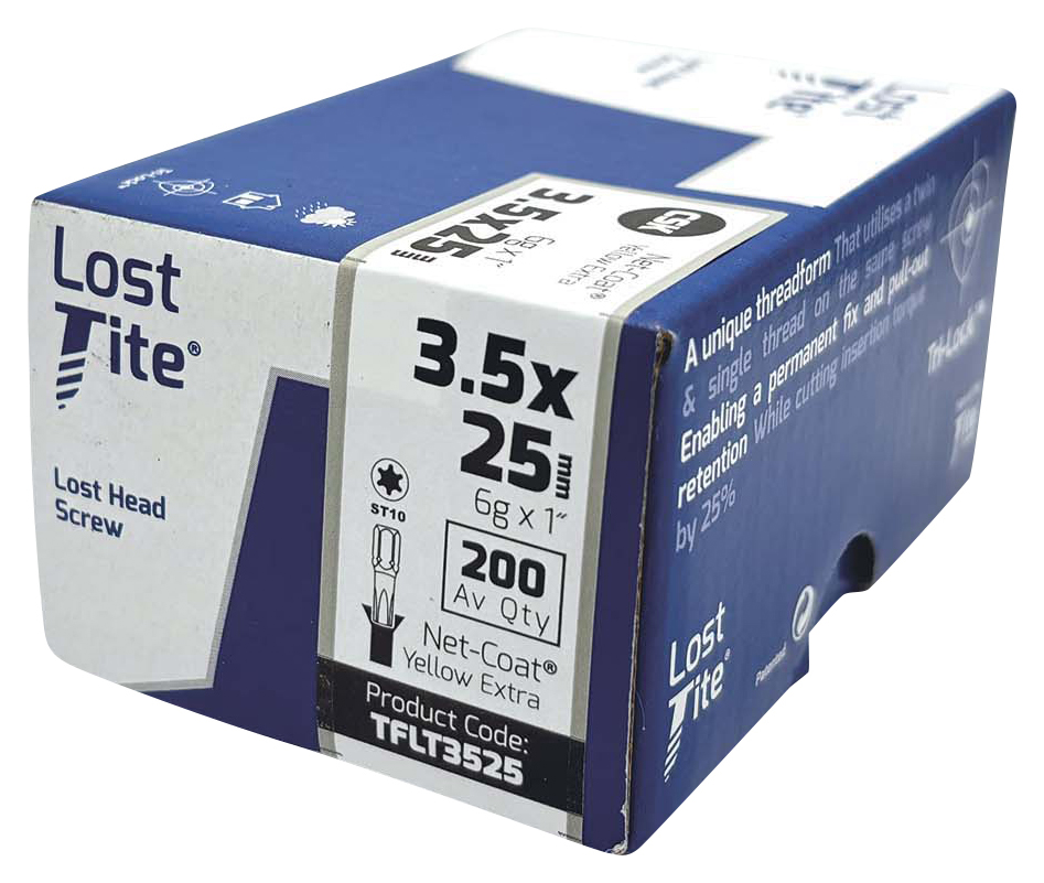 Lost-Tite TX Countersunk Yellow Hidden Screw - 3.5 x 25mm - Pack of 200