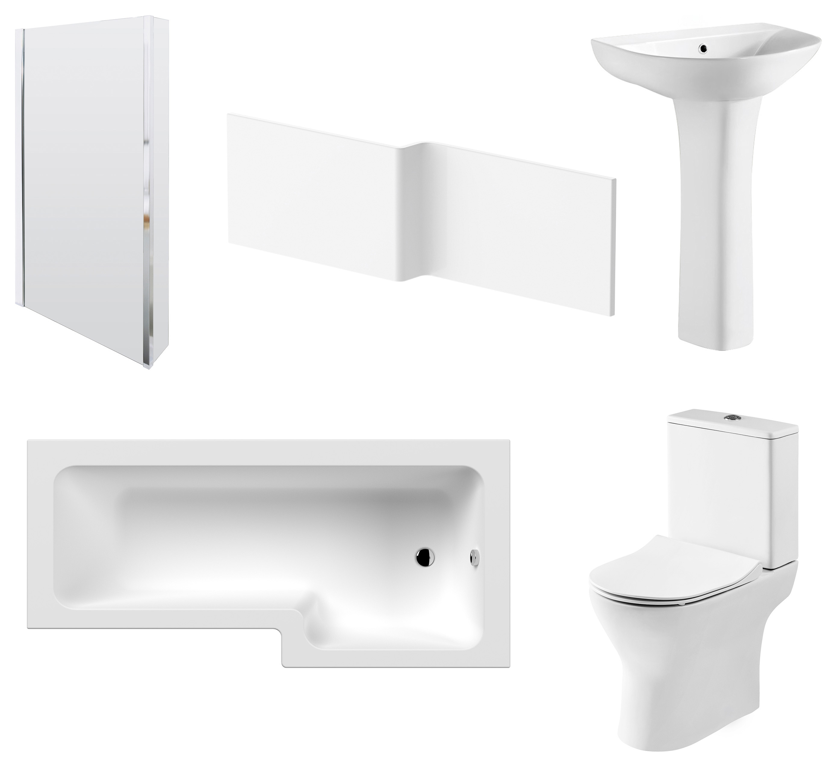 Balterley 1700mm Square Shower Bath Bundle - Right