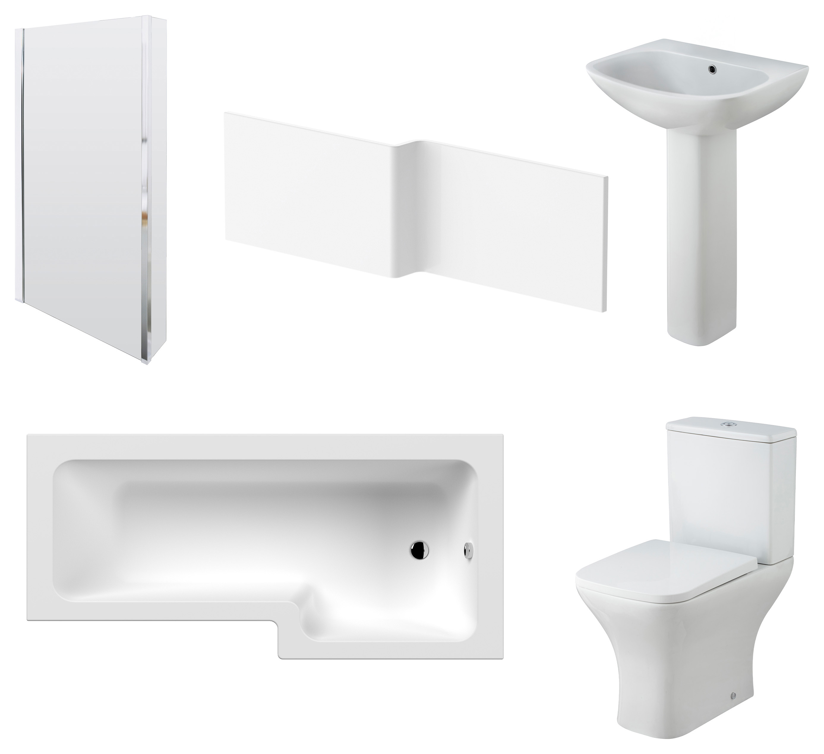 Balterley 1700mm Square Shower Bath Bundle - Faron Ceramics - Left or Right