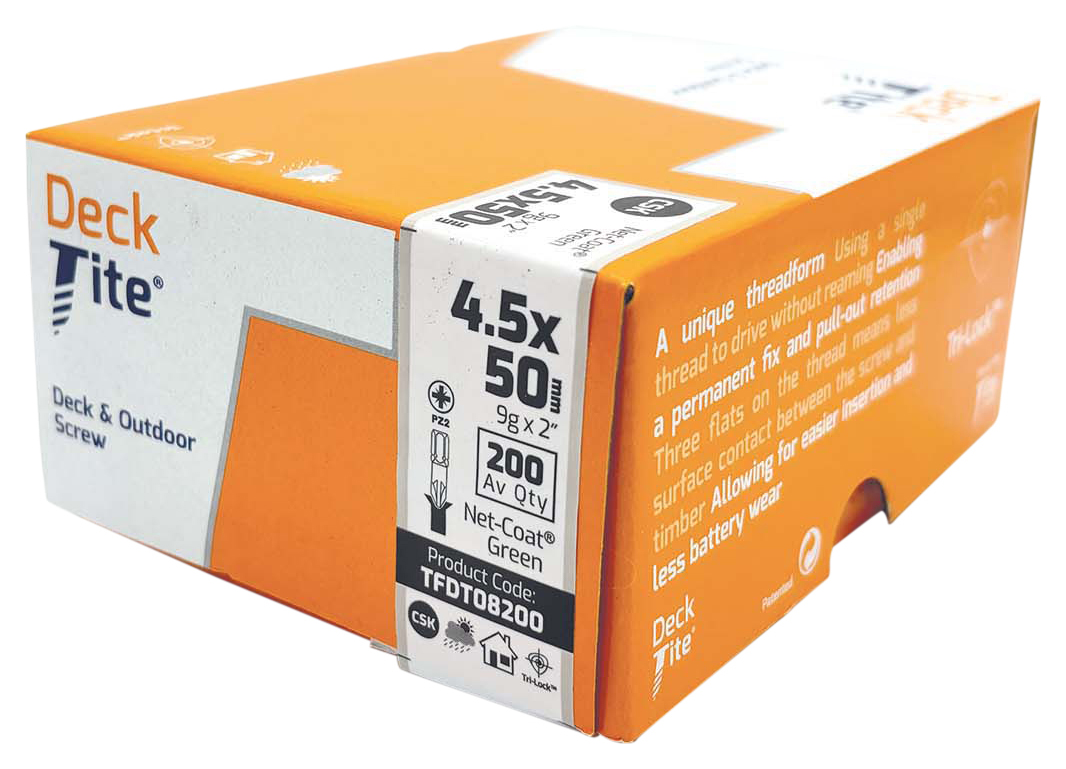 Deck-Tite PZ Countersunk Green Net-Coat Deck Screw - 4.5 x 50mm - Pack of 200