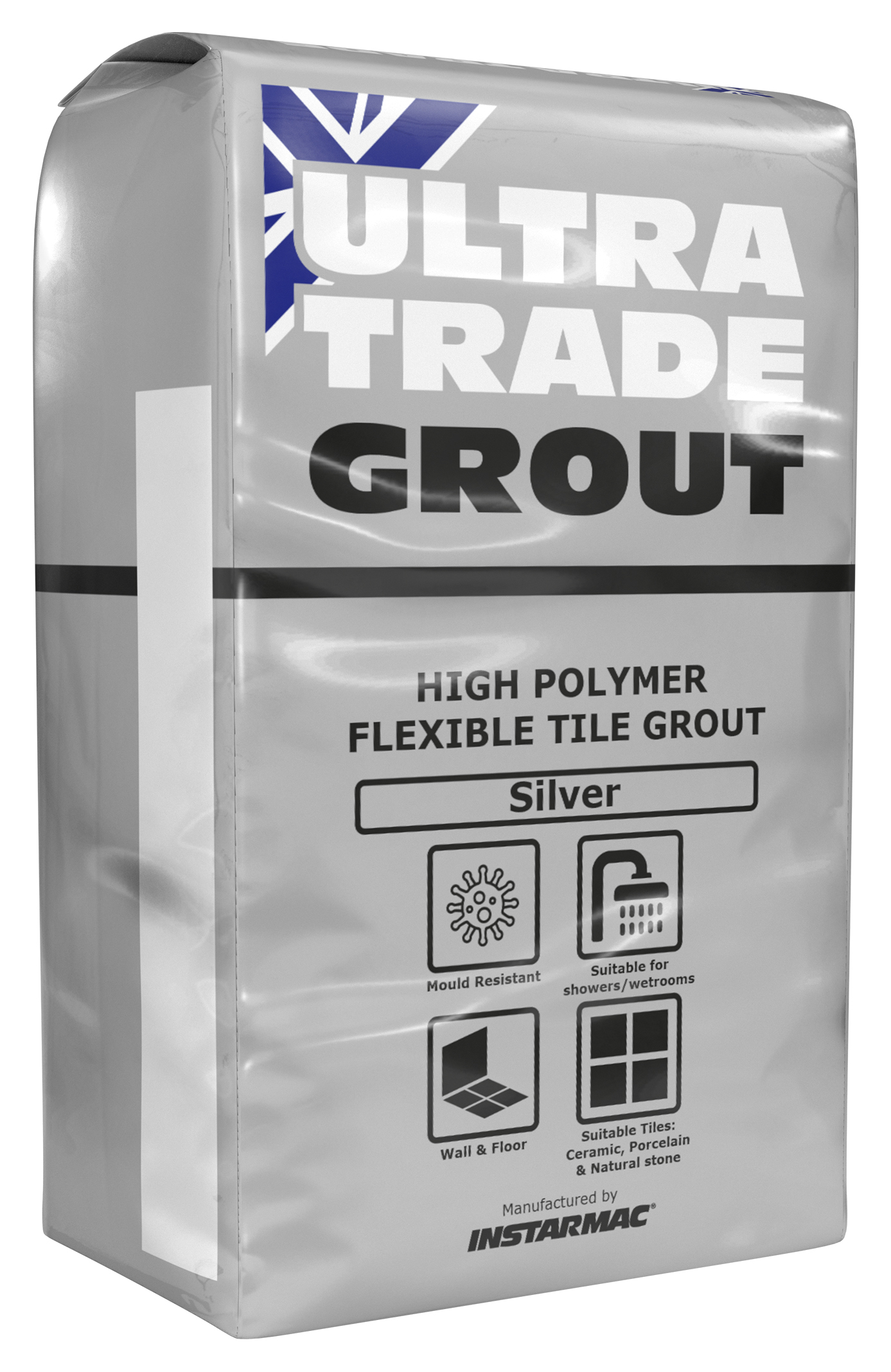 UltraTrade Flexible Silver Coloured Tile Grout - 3kg