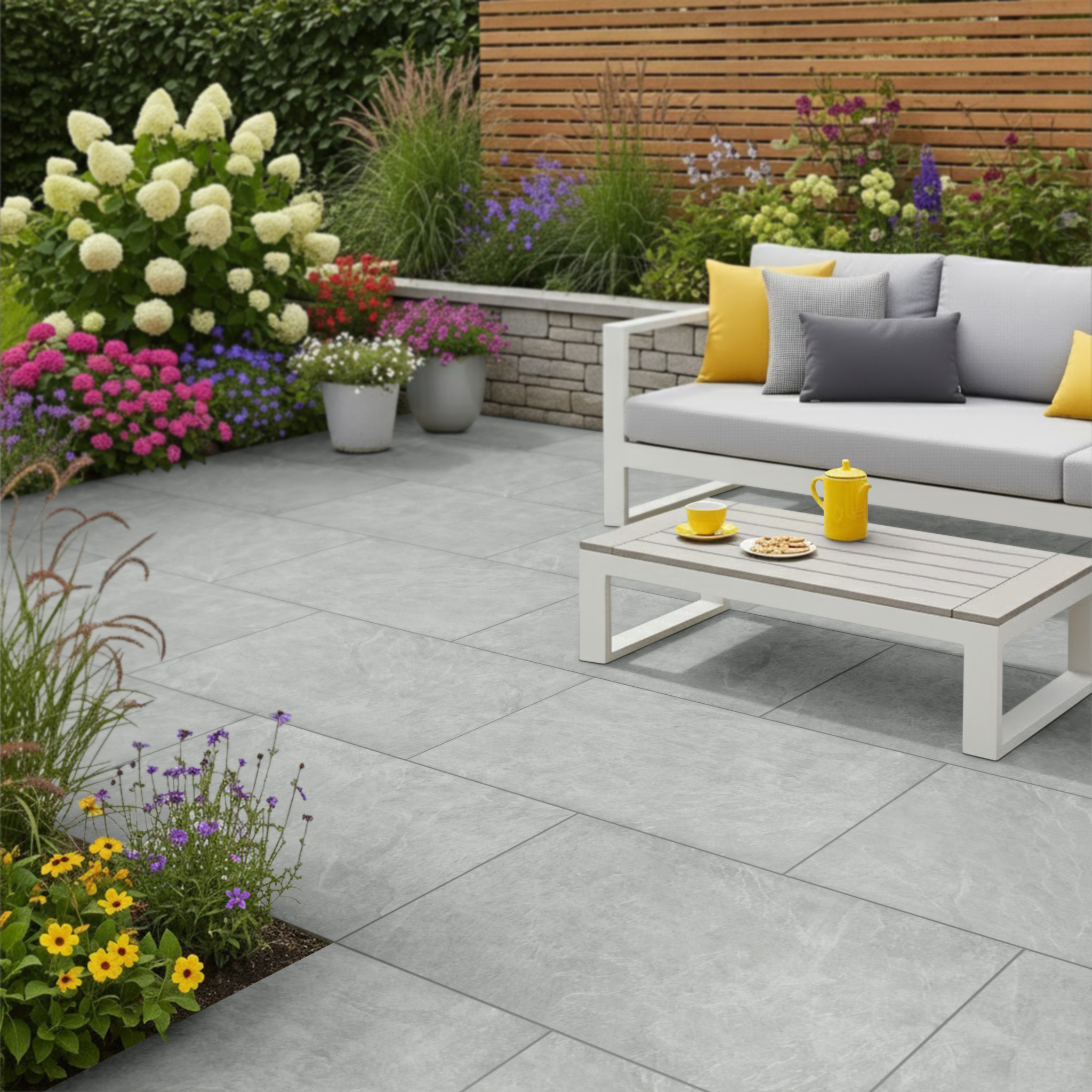 Larken Natural Grey Outdoor Porcelain Paving Tile - 600 x 900 x 20mm
