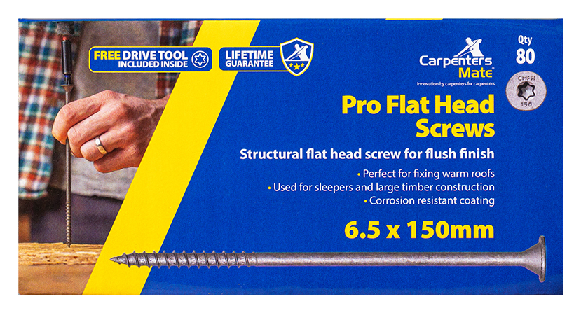 Carpenters Mate Pro Flat Head Screws 150mm - Pack of 80