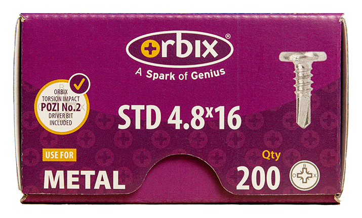 Orbix for Metal Wafer Head Self Drilling Screws 4.8 x 16mm - Pack of 200