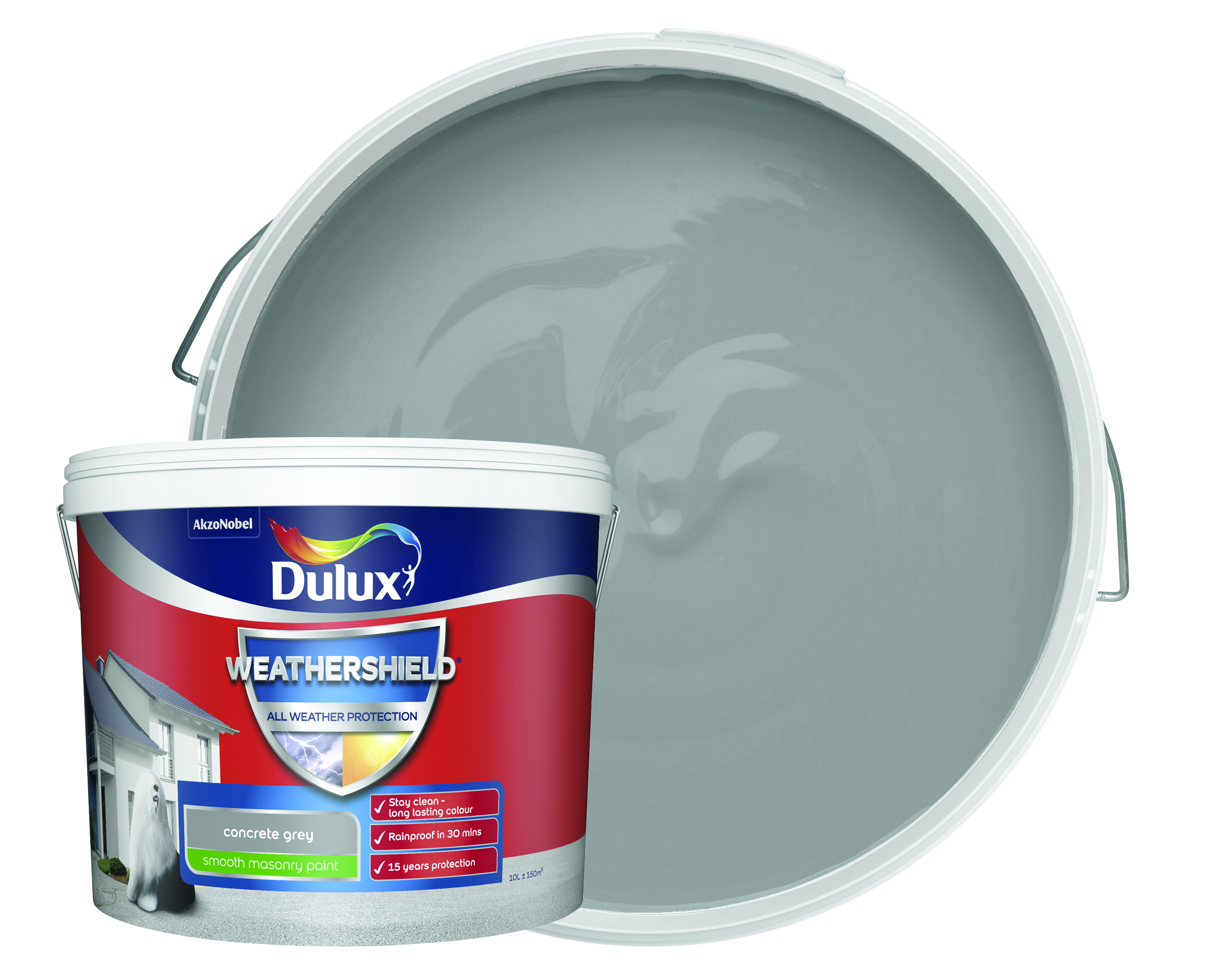 Dulux Weathershield All Weather Protection Smooth Paint - Concrete Grey - 10L
