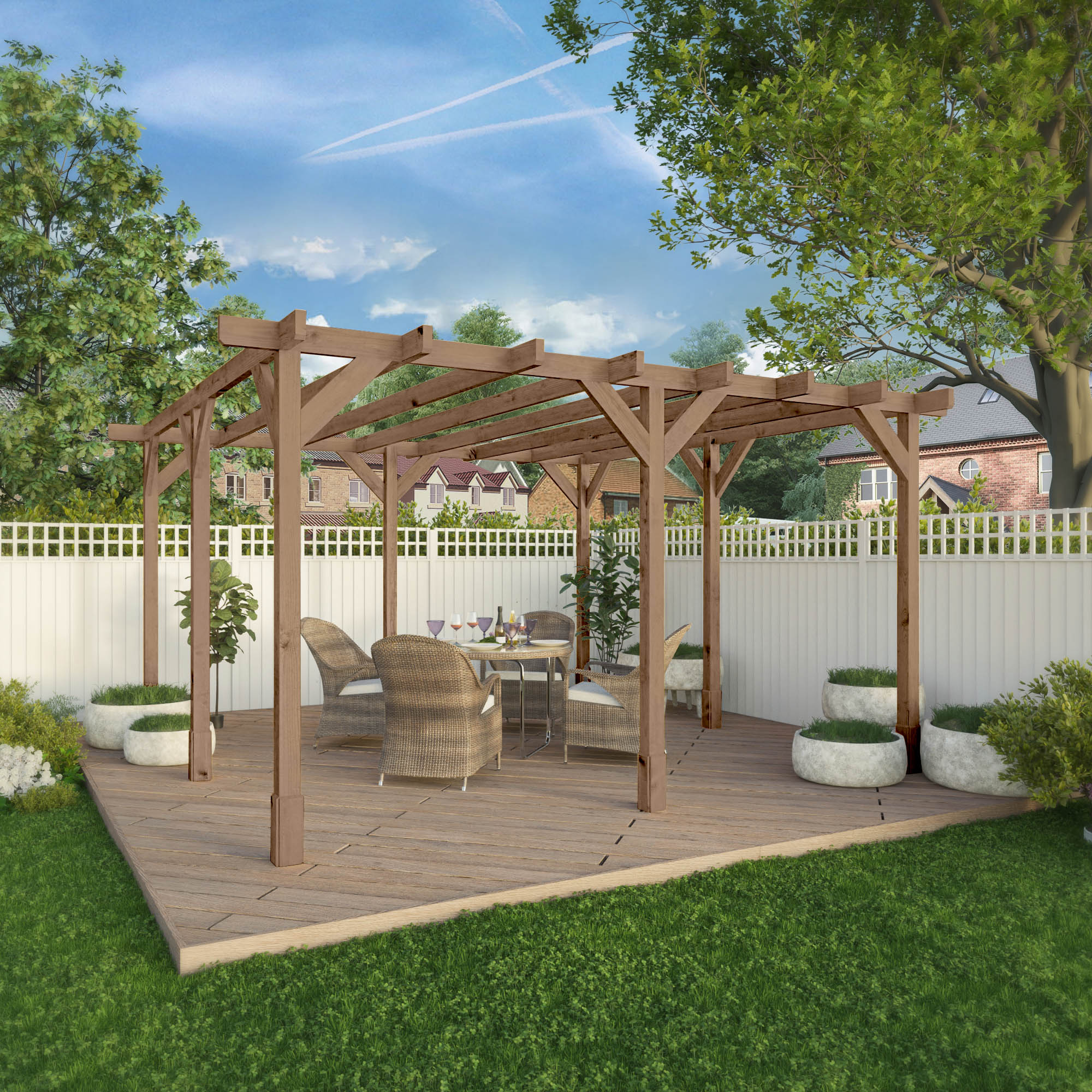 Mercia Pressure Treated Traditional Pergola - 4 x 4m