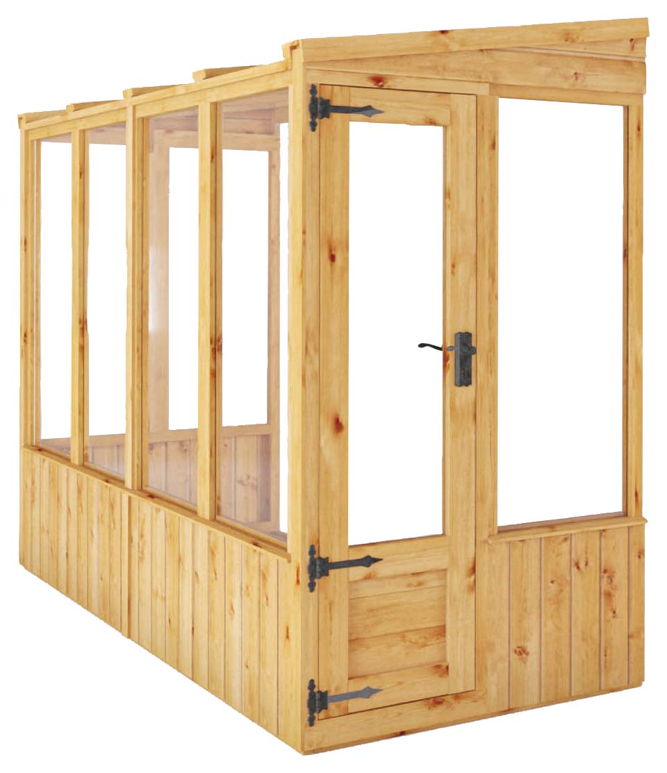 Mercia Woodsman Styrene Glazed Pent Lean-To Greenhouse - 8 x 4ft