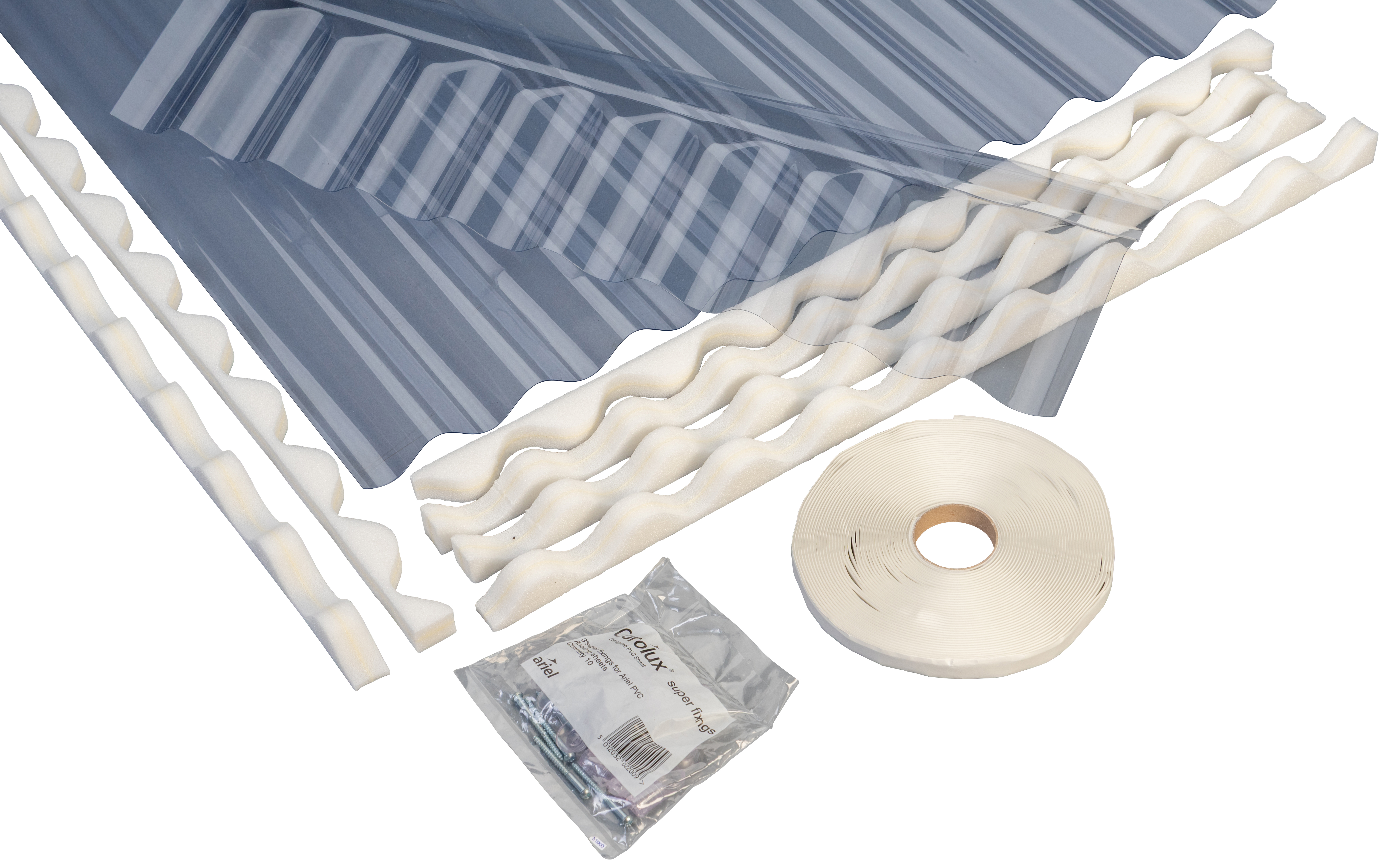 Vistalux PVC Corrugated Canopy Roof Kit for 3 x 5m Roofs - Clear