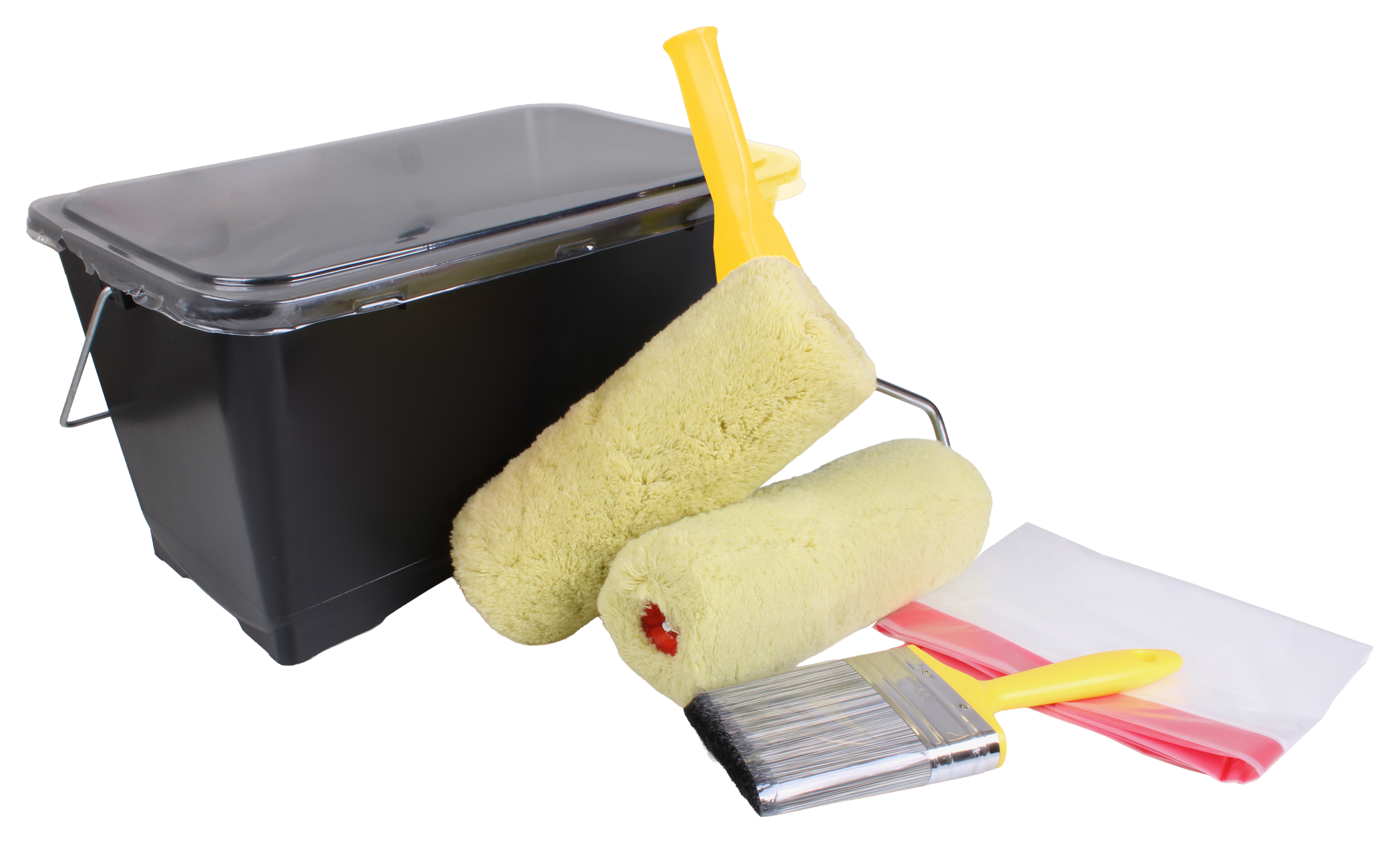 ProDec 9" Twin Padded Long Pile Masonry Roller, Brush & Scuttle Set - 7 piece