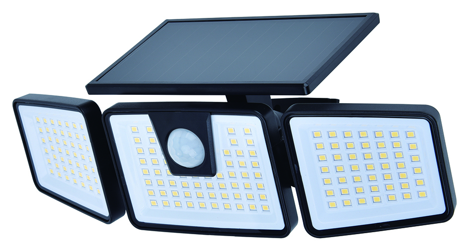 Lutec IP44 Briti Solar Integrated LED Floodlight with PIR - Black