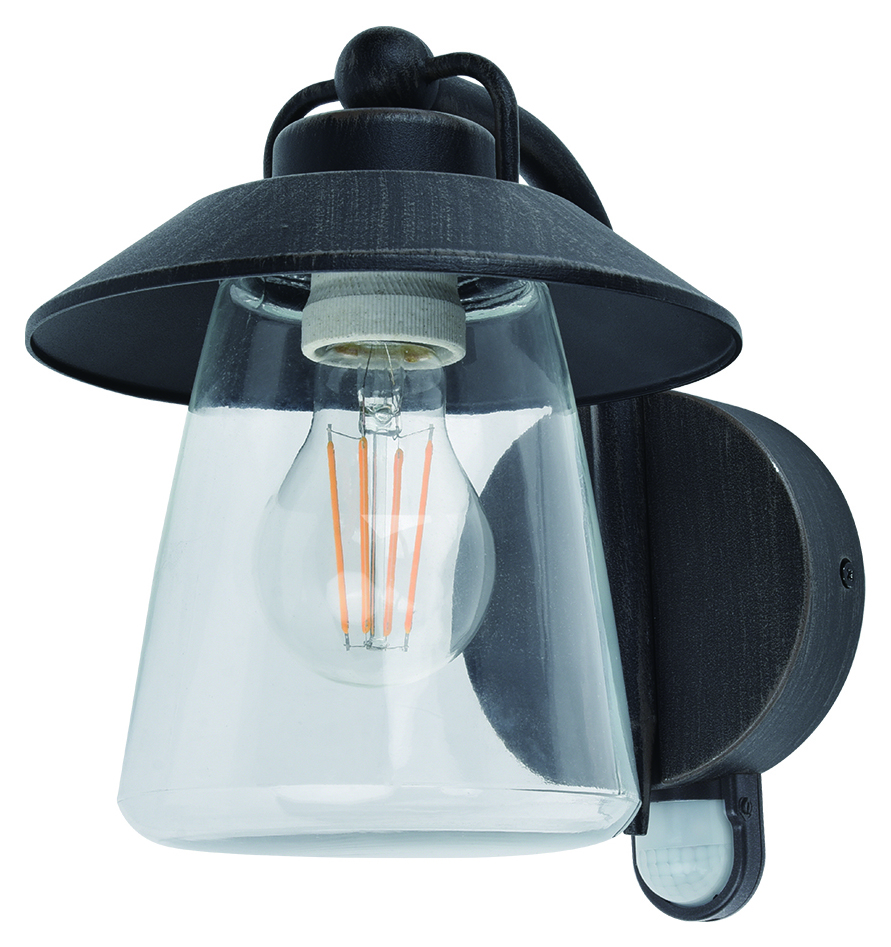 Lutec IP44 Cate PIR Wall Light - Black Rust