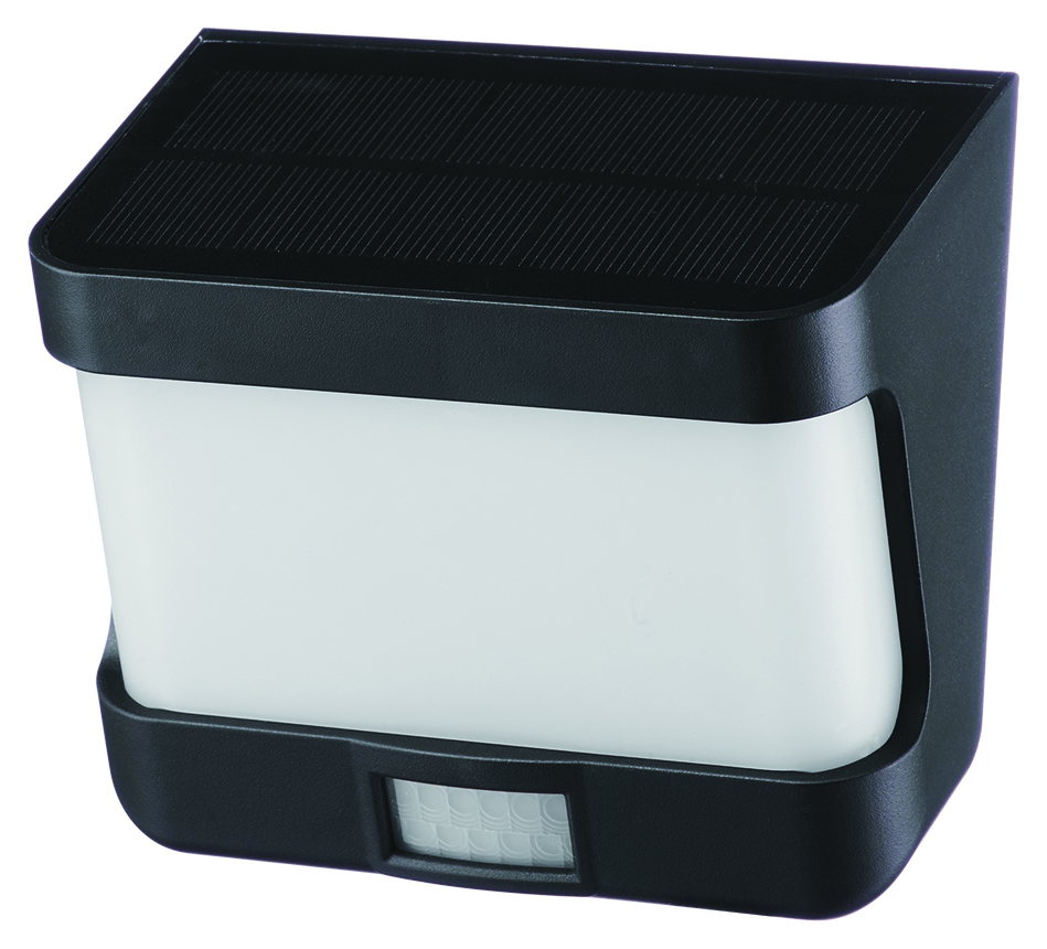 Lutec IP54 Try Solar Integrated LED PIR Wall Light - Black
