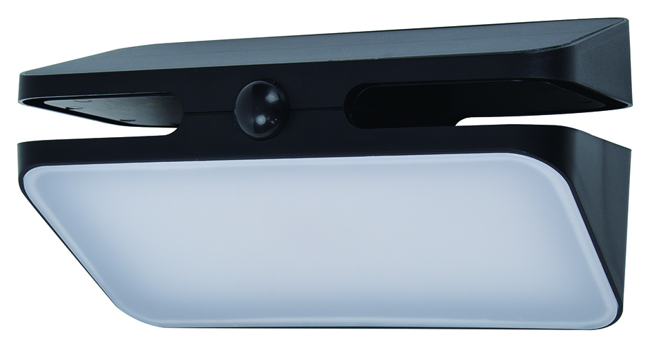 Lutec IP54 Aero Solar Integrated LED PIR Wall Light - Black