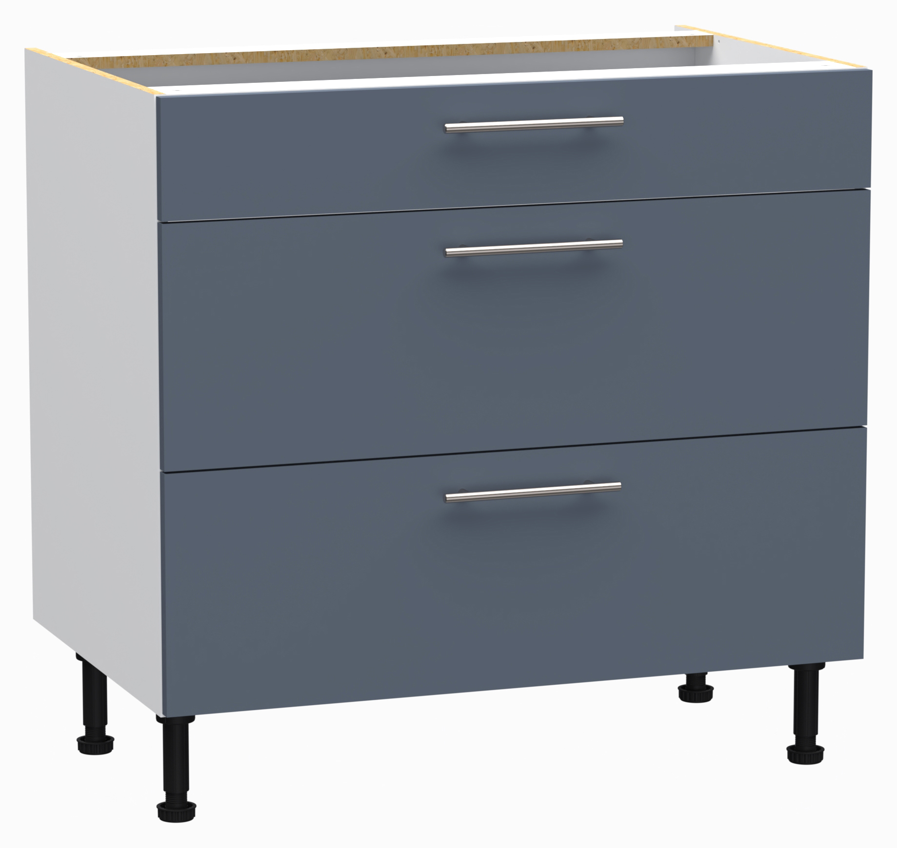 Wickes Orlando Blue 3 Drawer Base Unit - 900mm