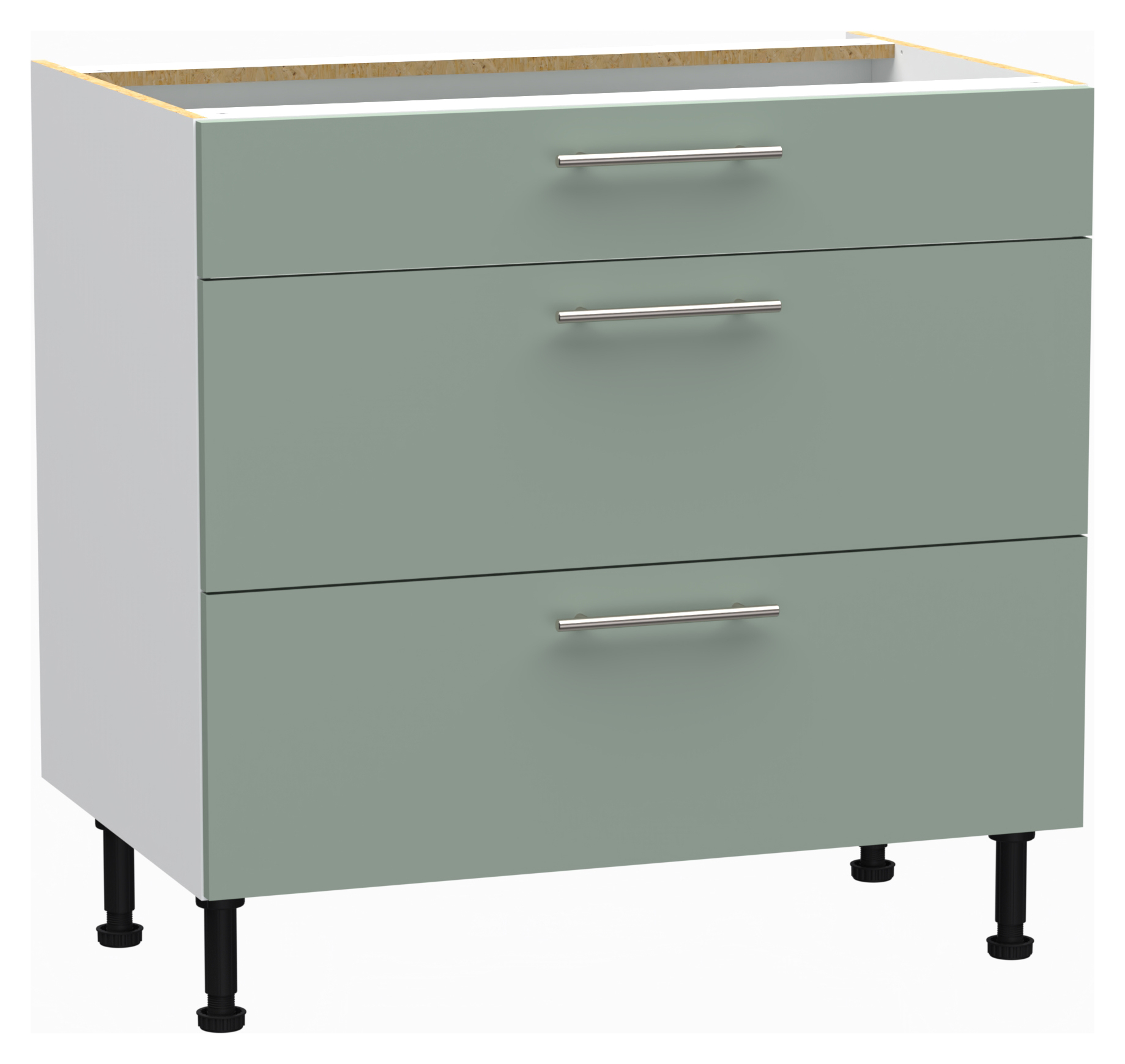 Wickes Orlando Green 3 Drawer Base Unit - 900mm