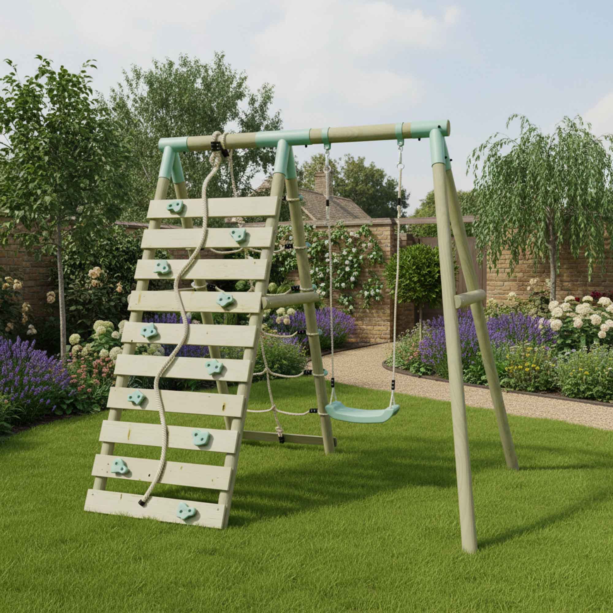 Mercia Single Swing With Climbing Wall