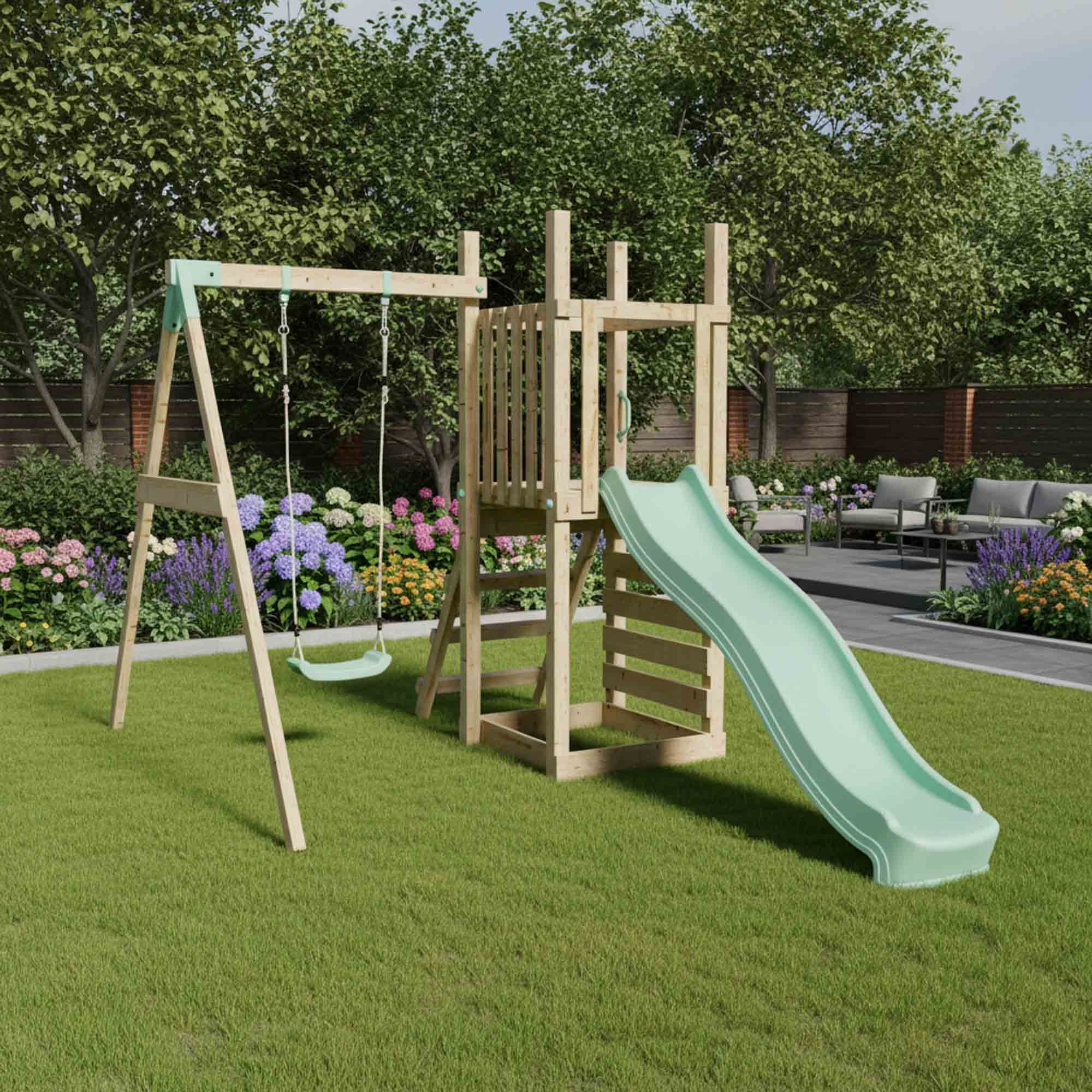 Mercia Play Tower with Slide & Swing