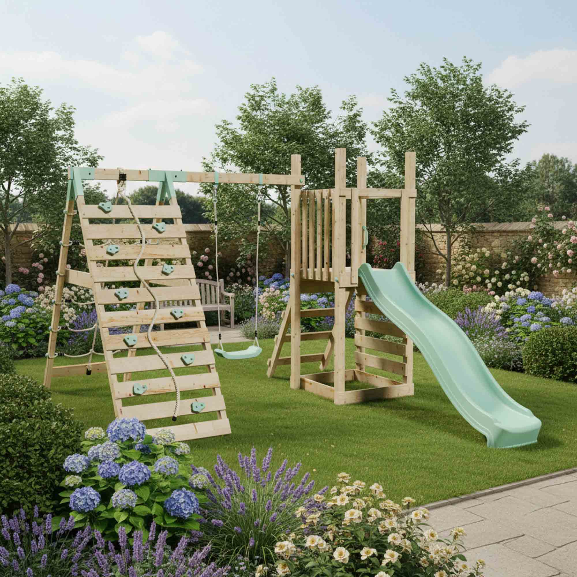 Mercia Play Tower with Slide Swing & Climbing Wall