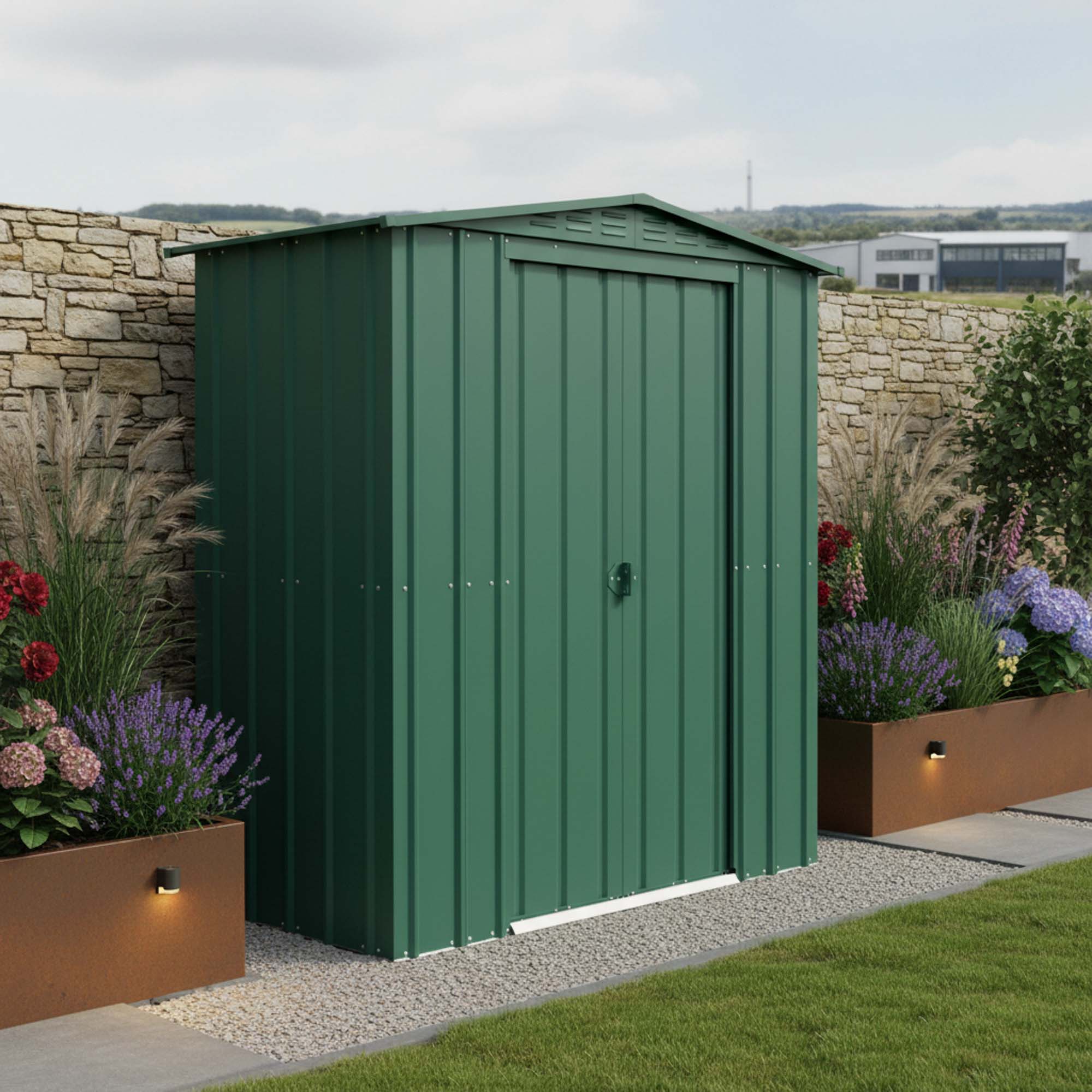 Globel Apex Metal Green Shed - 6 x 3ft