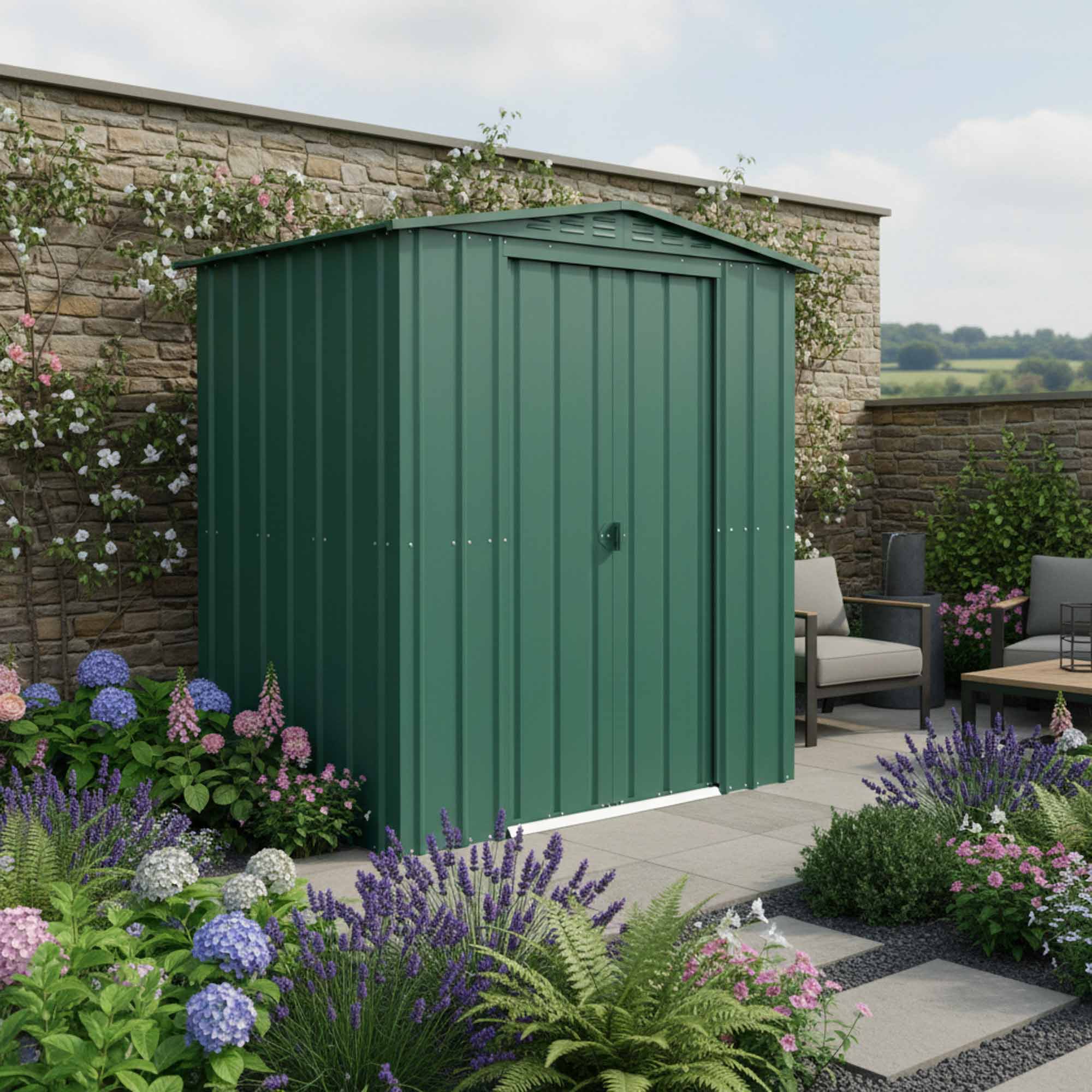 Globel Apex Metal Green Shed - 6 x 4ft