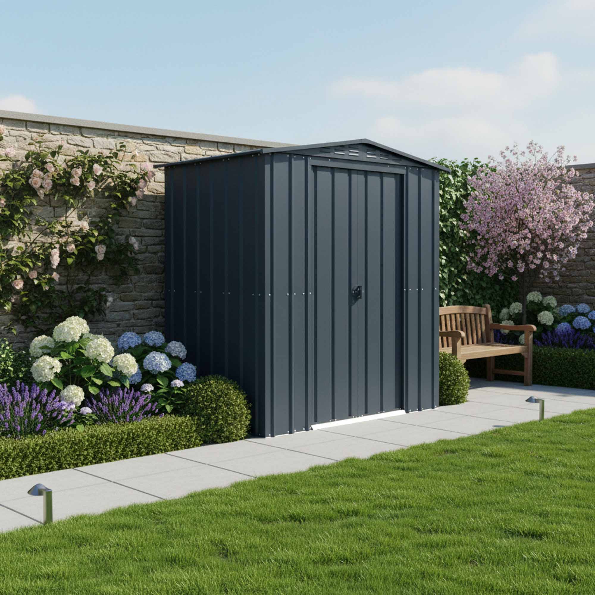 Globel Apex Metal Grey Shed - 6 x 4ft