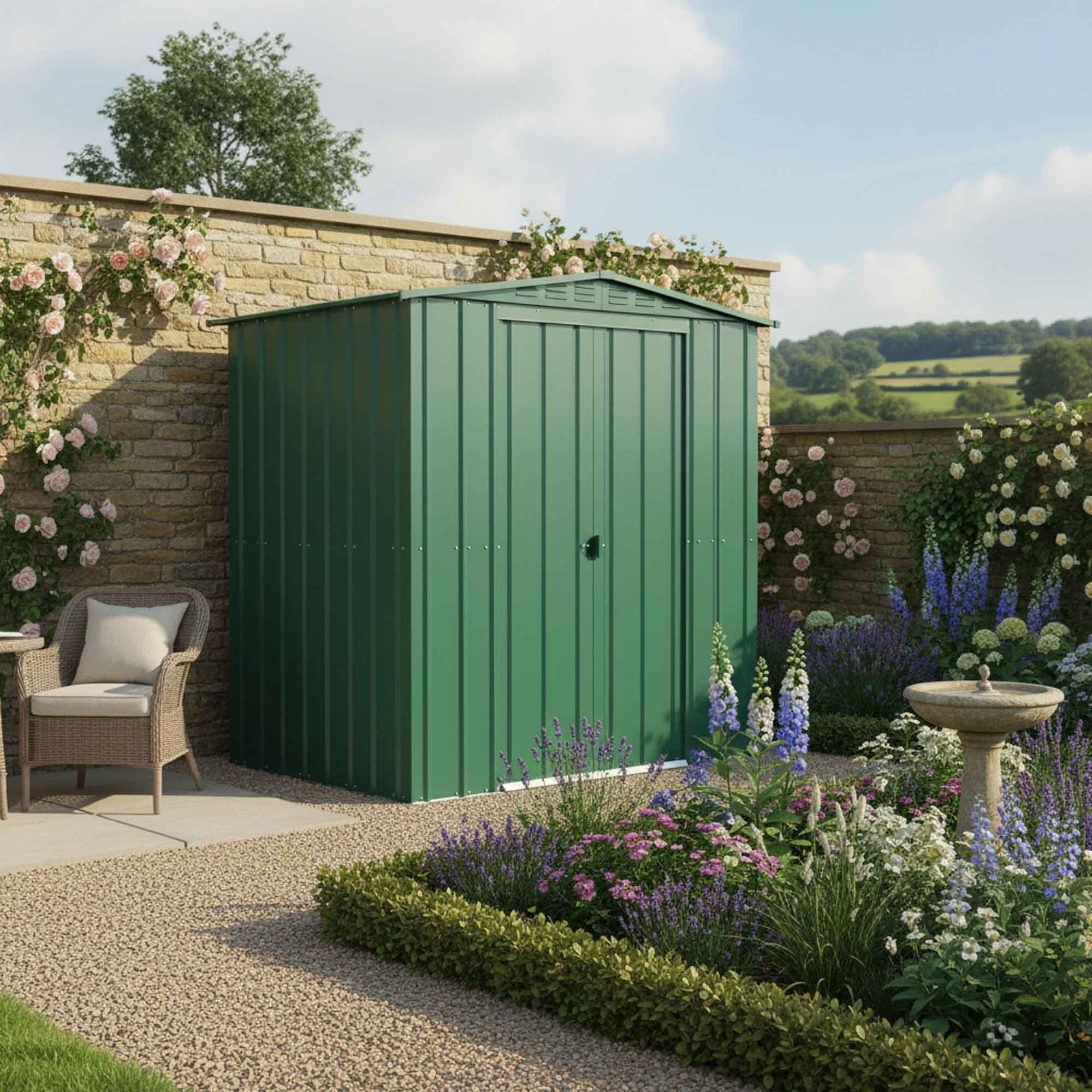 Globel Apex Metal Green Shed - 6 x 5ft