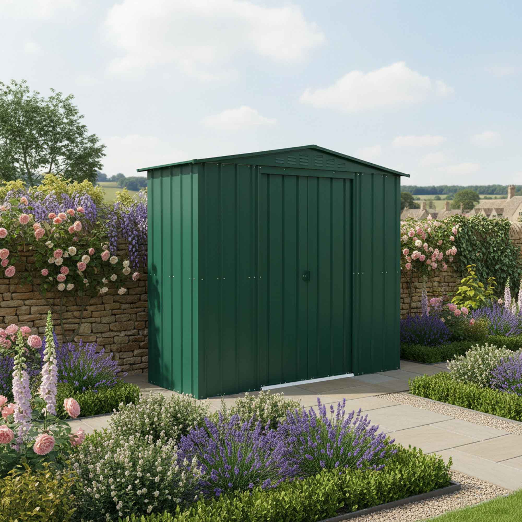 Globel Apex Metal Green Shed - 8 x 3ft