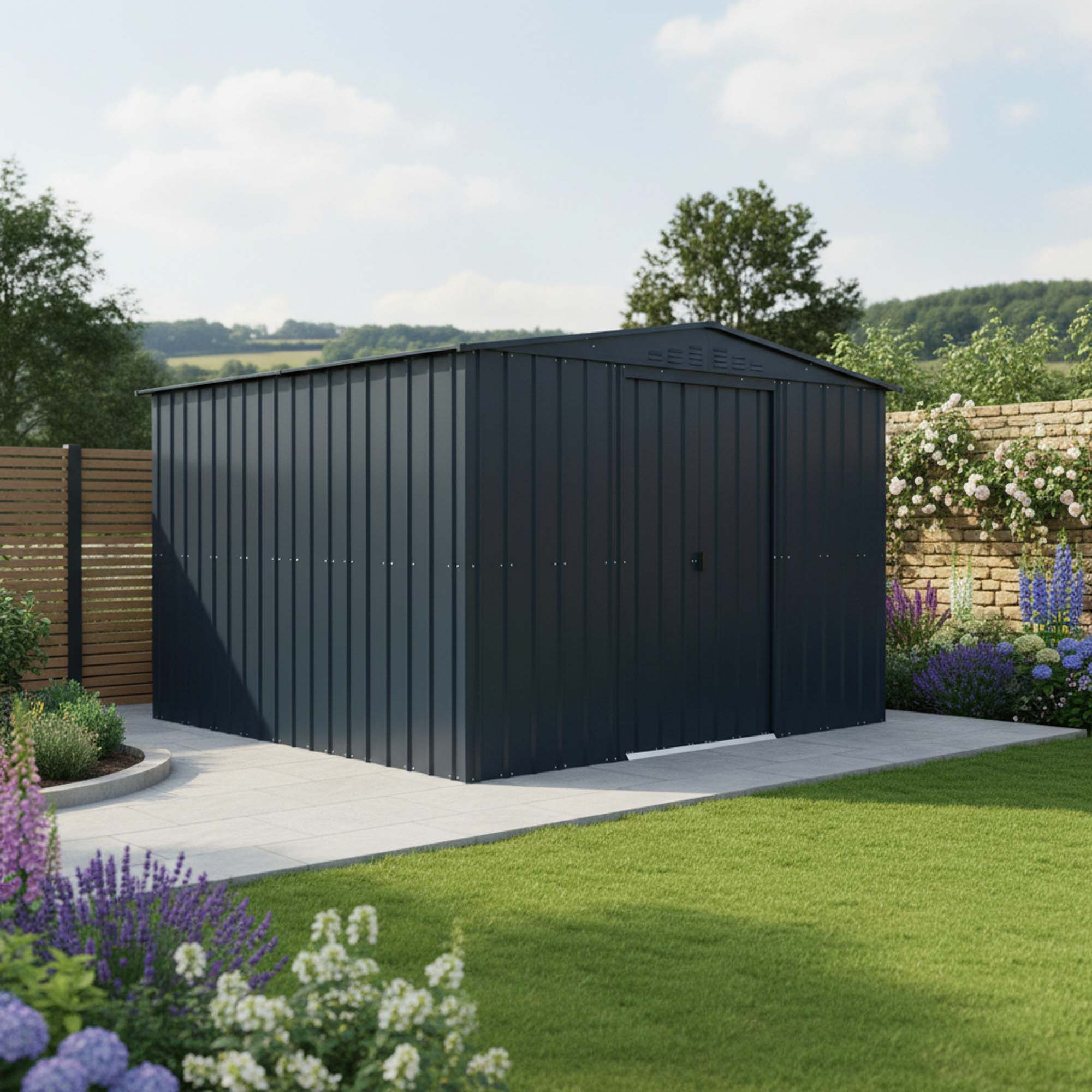 Globel Apex Metal Grey Shed - 10 x 10ft
