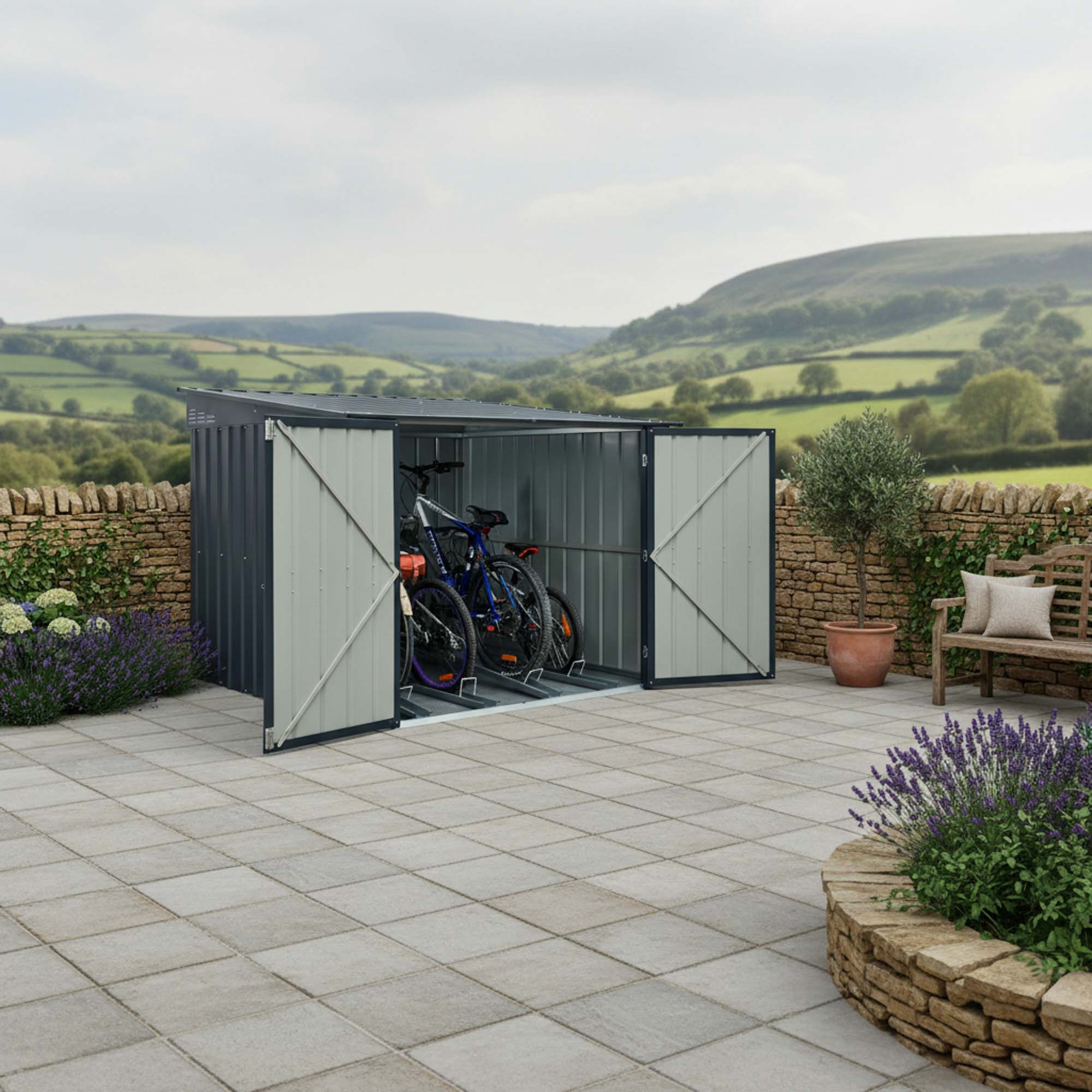 Globel Metal Green Bike Locker - 6 x 6ft