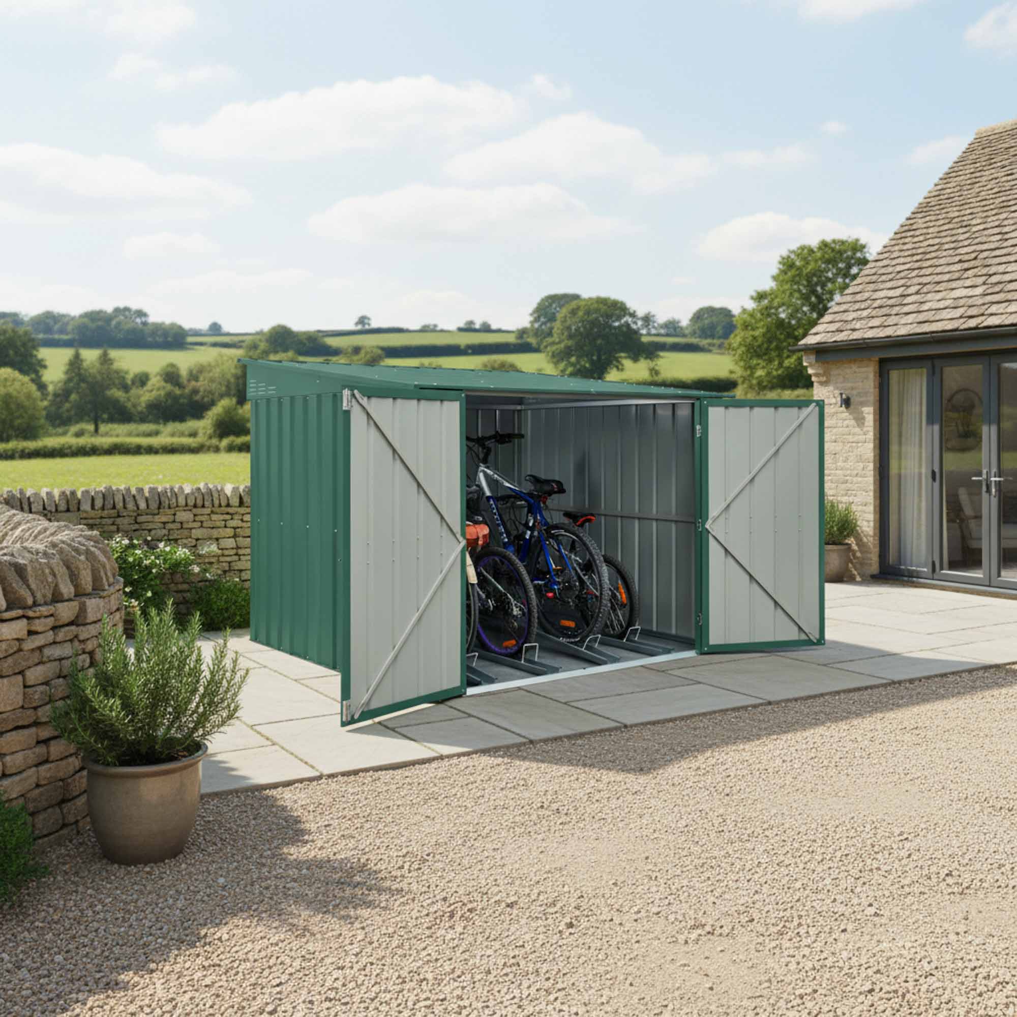 Globel Metal Grey Bike Locker - 6 x 6ft