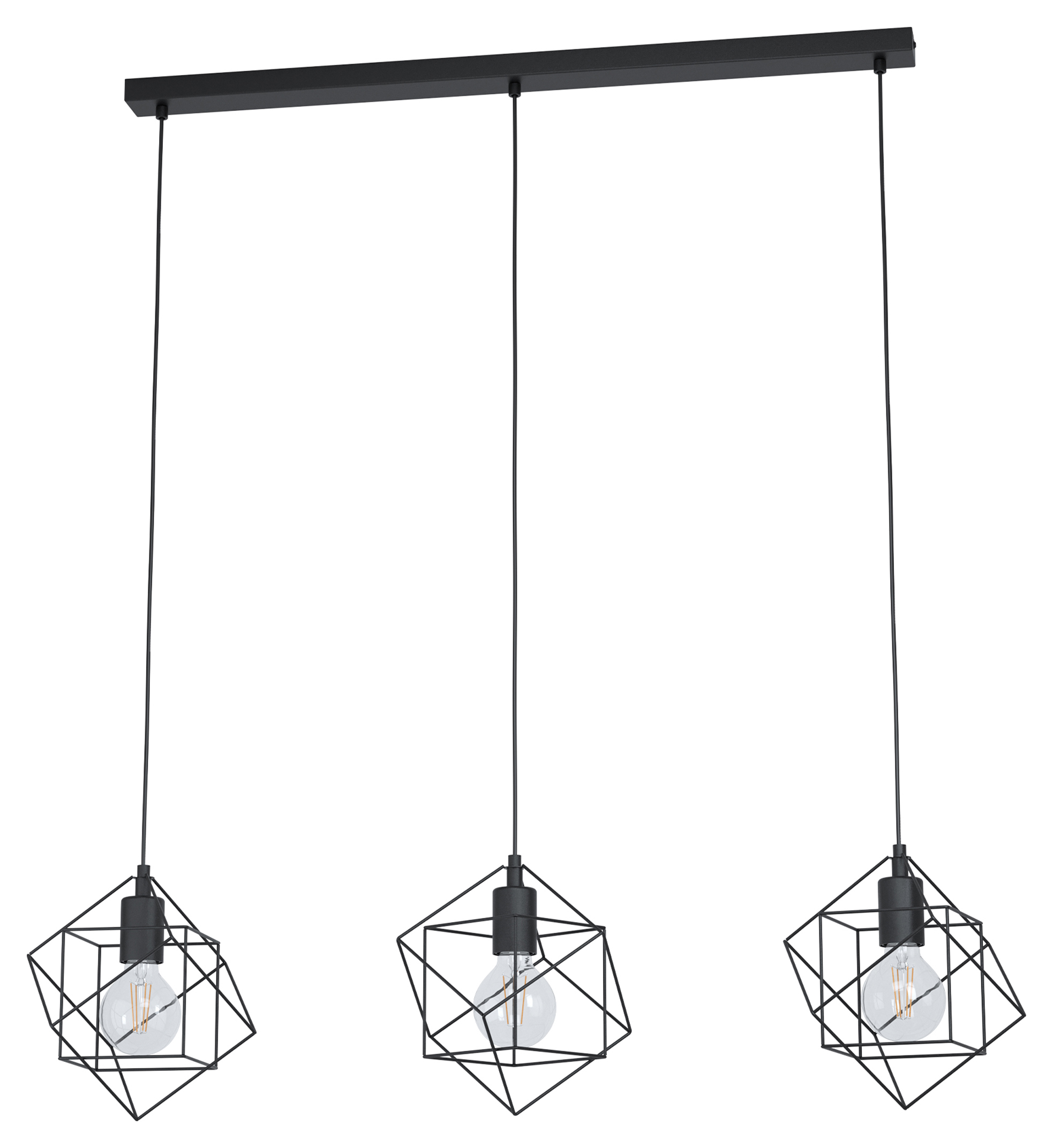 Eglo Straiton Black Steel Geometric 3-Light Pendant