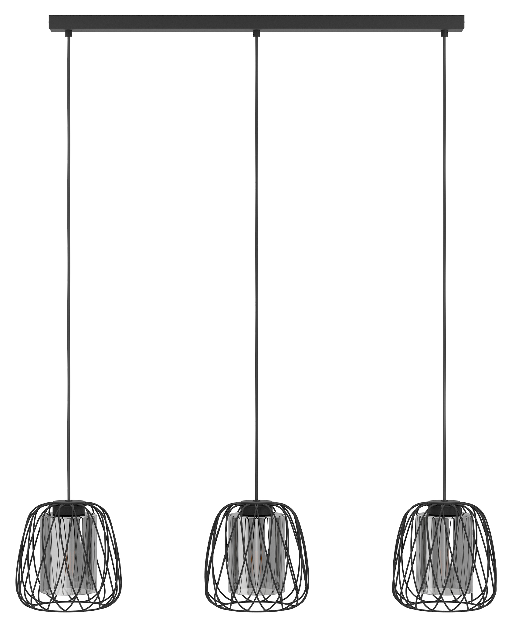 Eglo Floresta Black Wireframe 3-Light Pendant