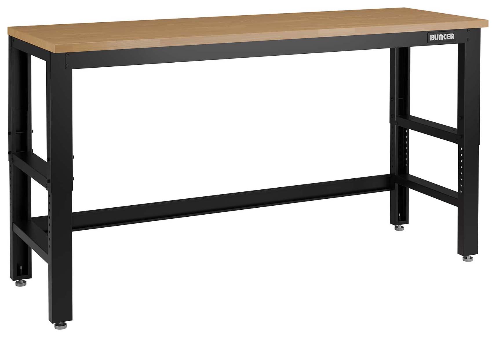 Bunker Black Workbench with Hardwood Worktop - 1830mm