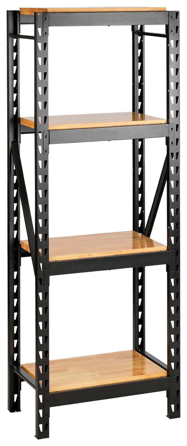 Bunker Black 21 Piece Modular 4 Tier Racking with Hardwood Shelving - 750mm