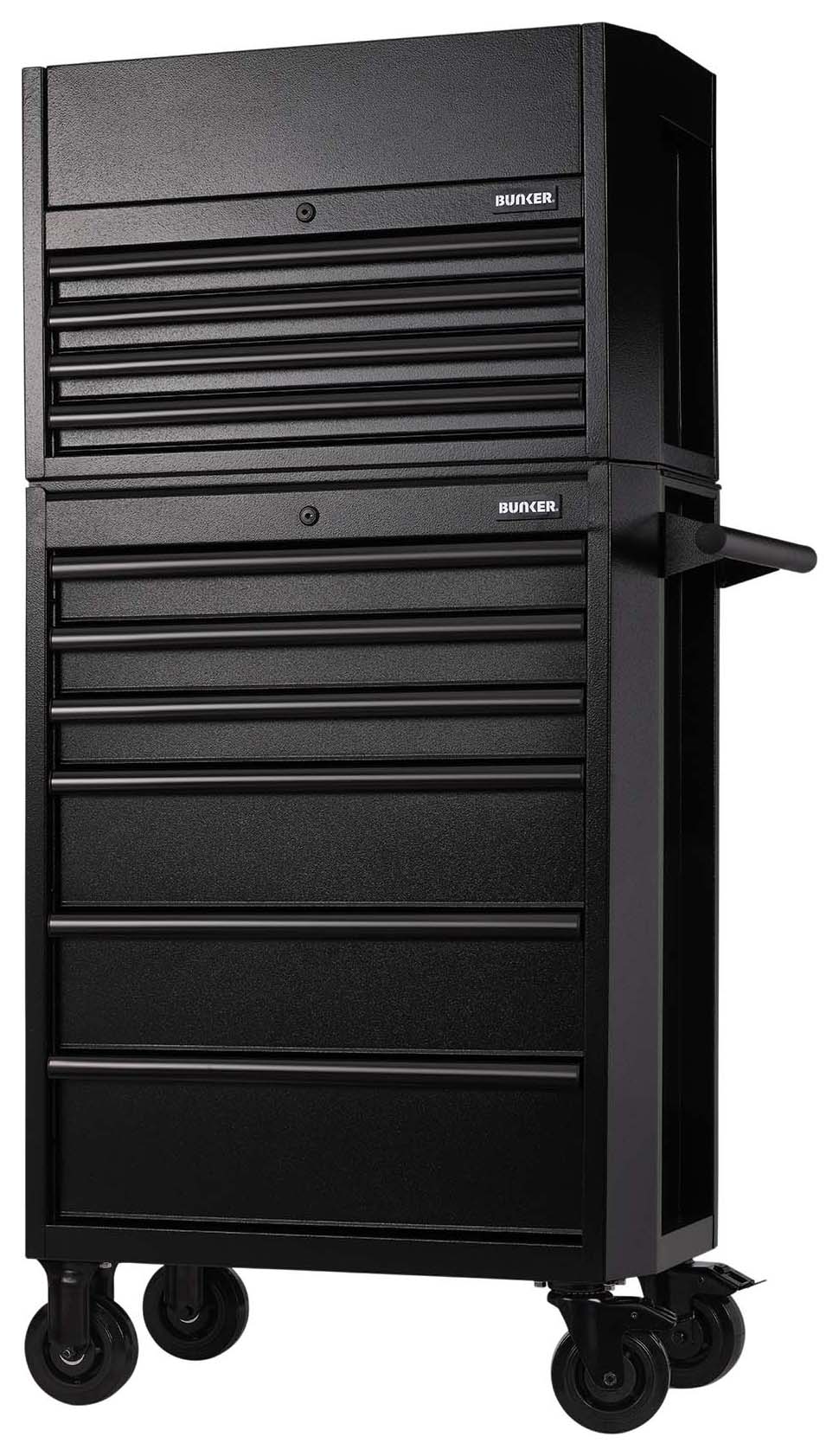 Bunker Black 10 Drawer Combined Roller Cabinet and Tool Chest - 26in