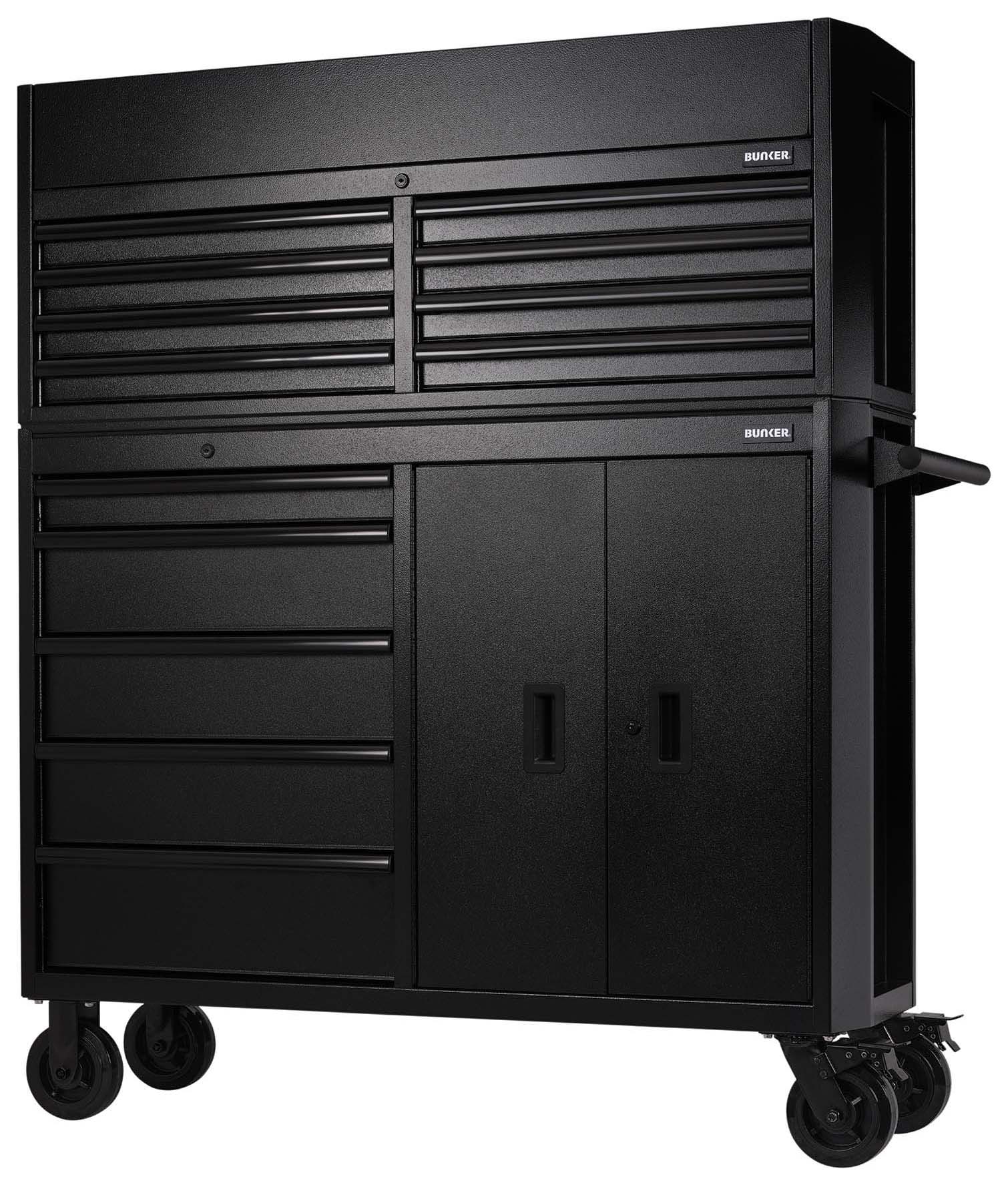 Bunker Black 13 Drawer Combined Roller Cabinet and Tool Chest - 52in