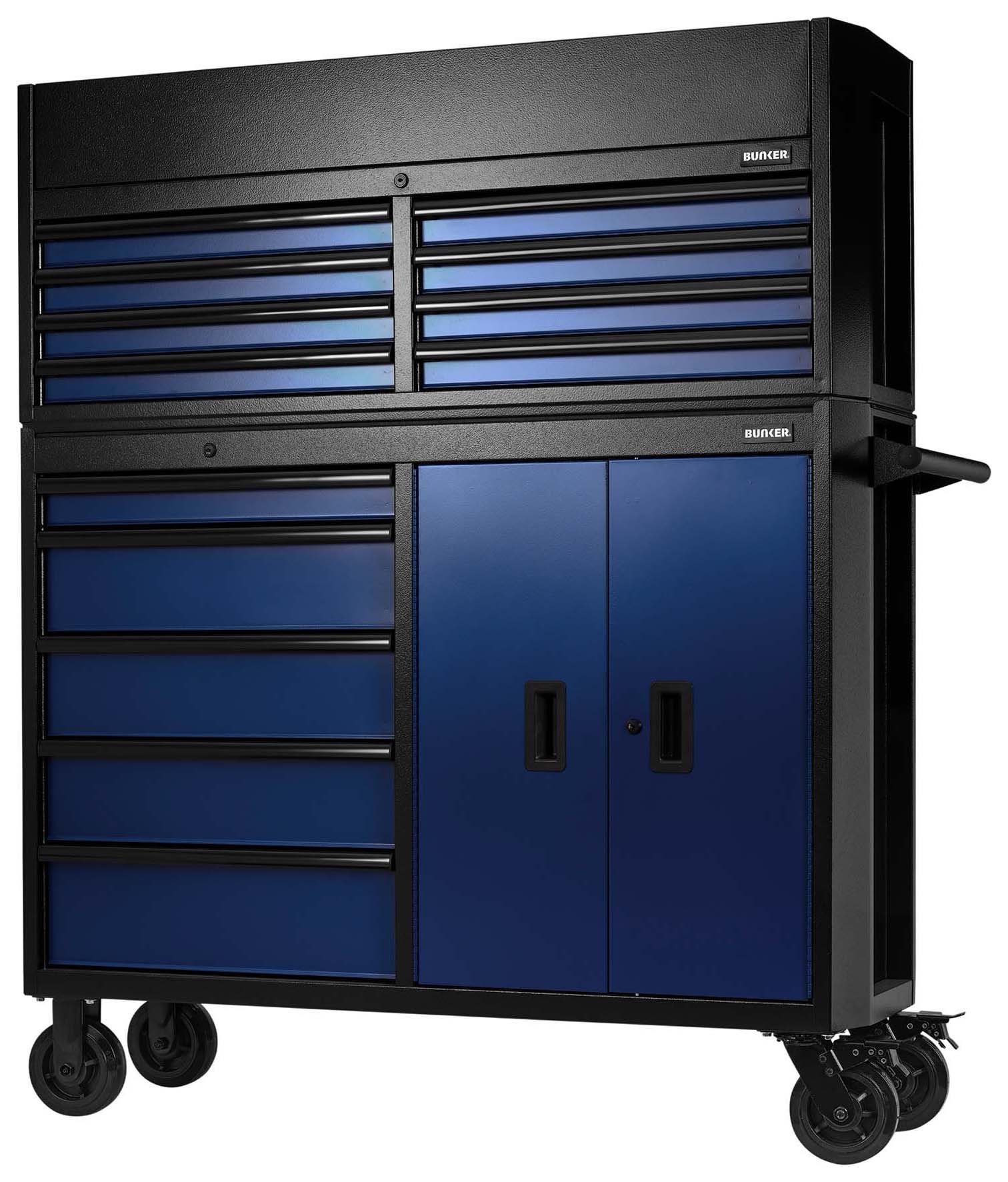 Bunker Blue 13 Drawer Combined Roller Cabinet and Tool Chest - 52in