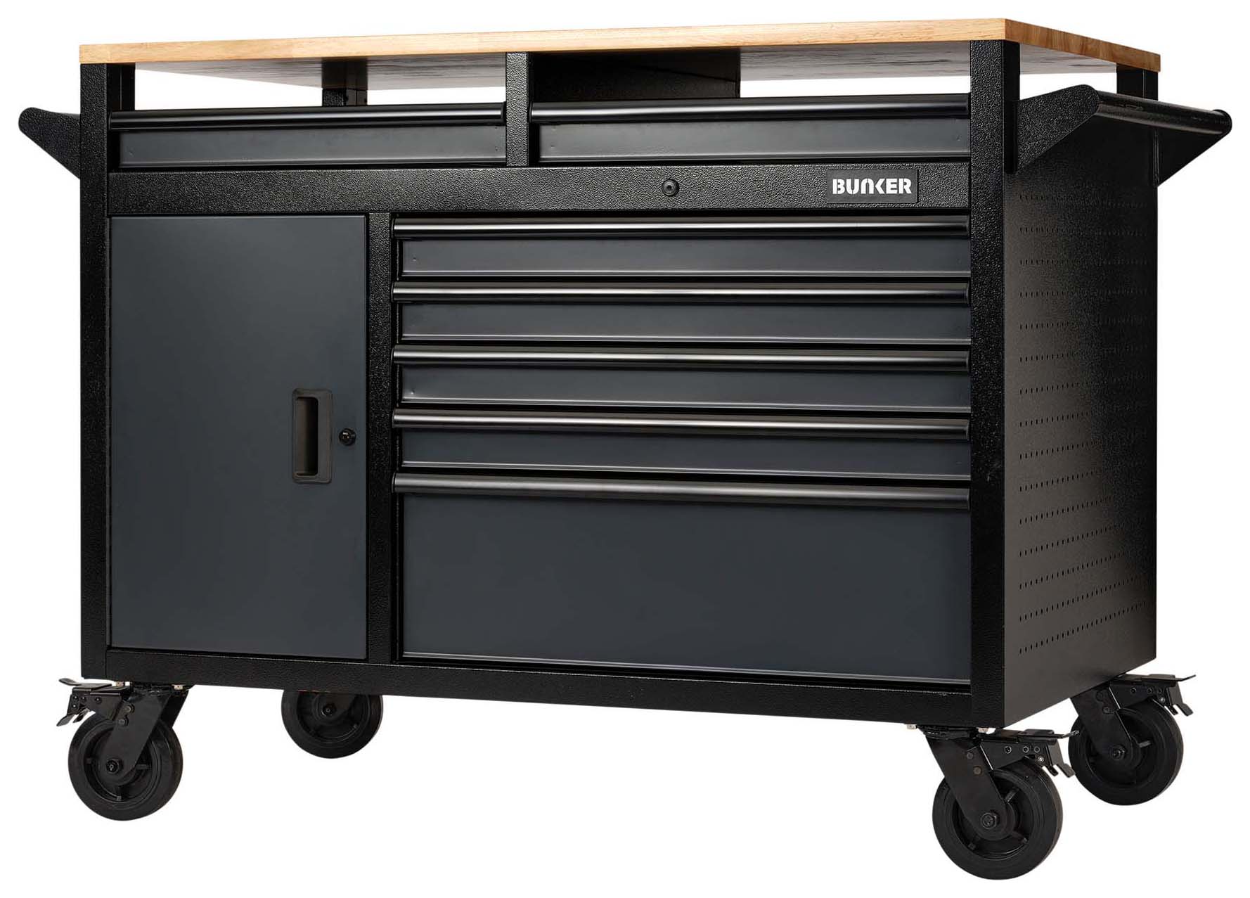 Bunker Grey 14 Drawer MULTI-FUNCTIONAL Workbench Roller Tool Cabinet - 48in