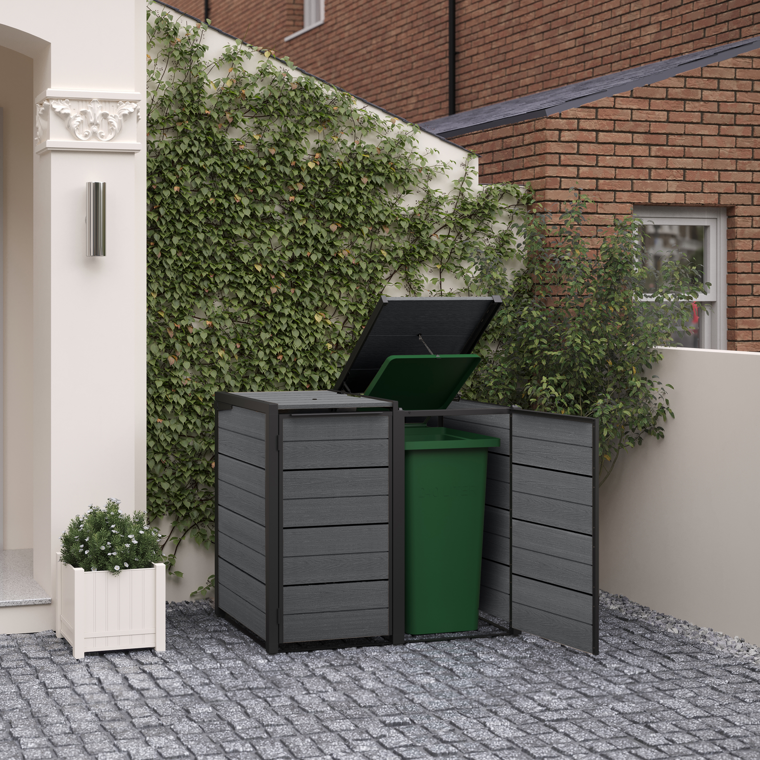 Keter Hideaway 2 Section Bin Storage Unit - Grey