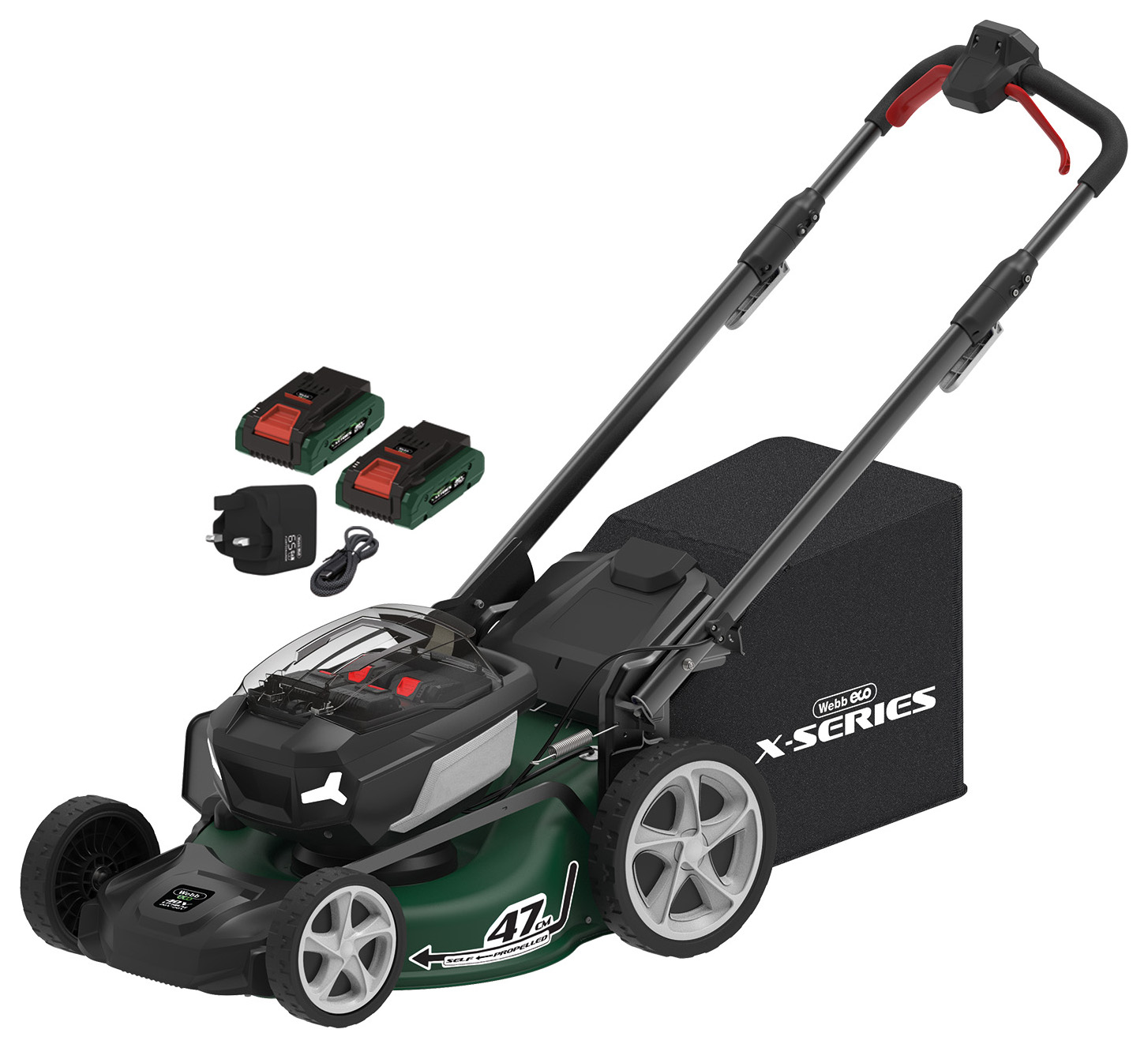 Webb 40V 47cm Cordless 2 x 4.0AH Brushlesss Self Propelled Lawnmower