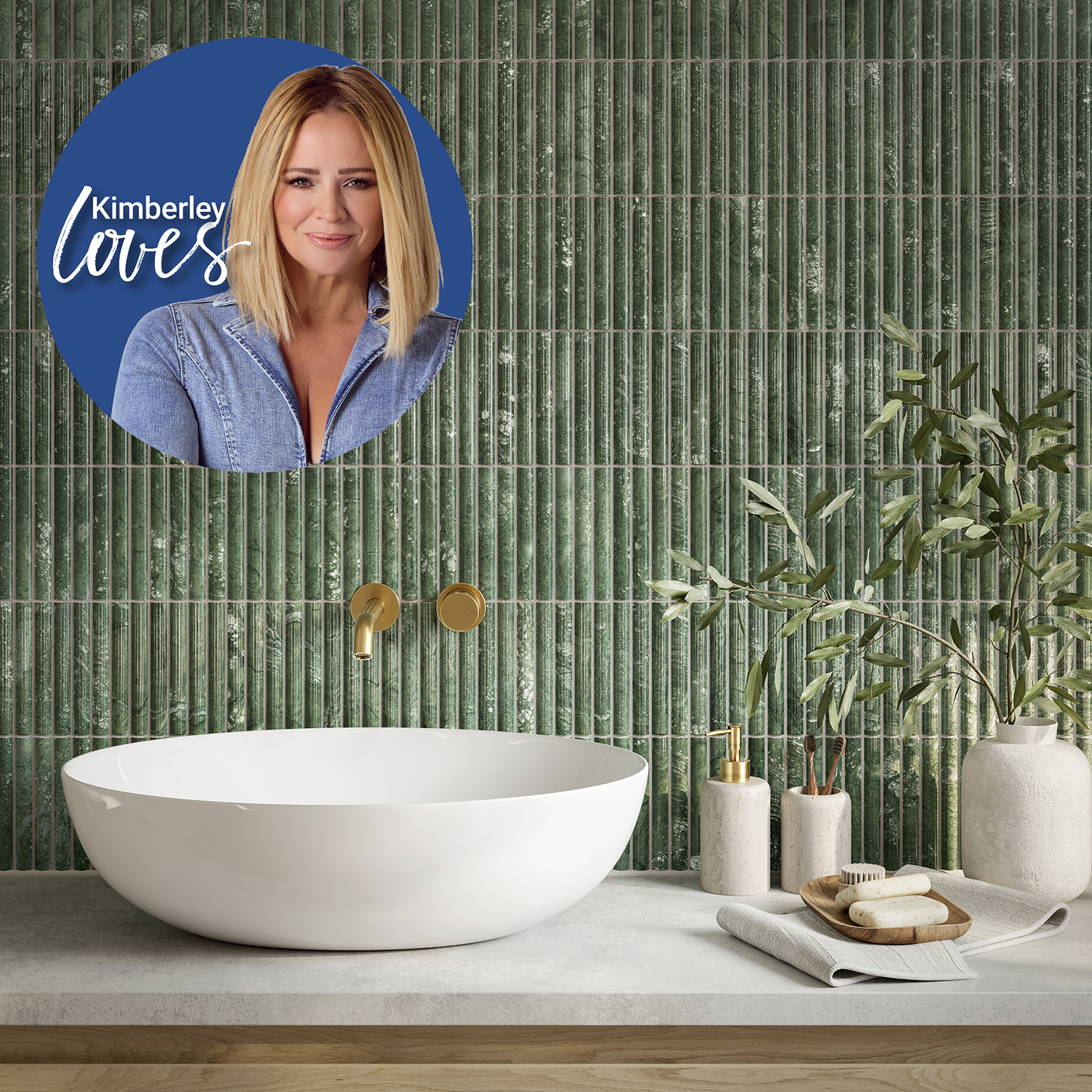 Marcelli Verde Reeded Linear Marble Mosaic Tile Sheet By Kimberley Walsh - 308 x 298mm
