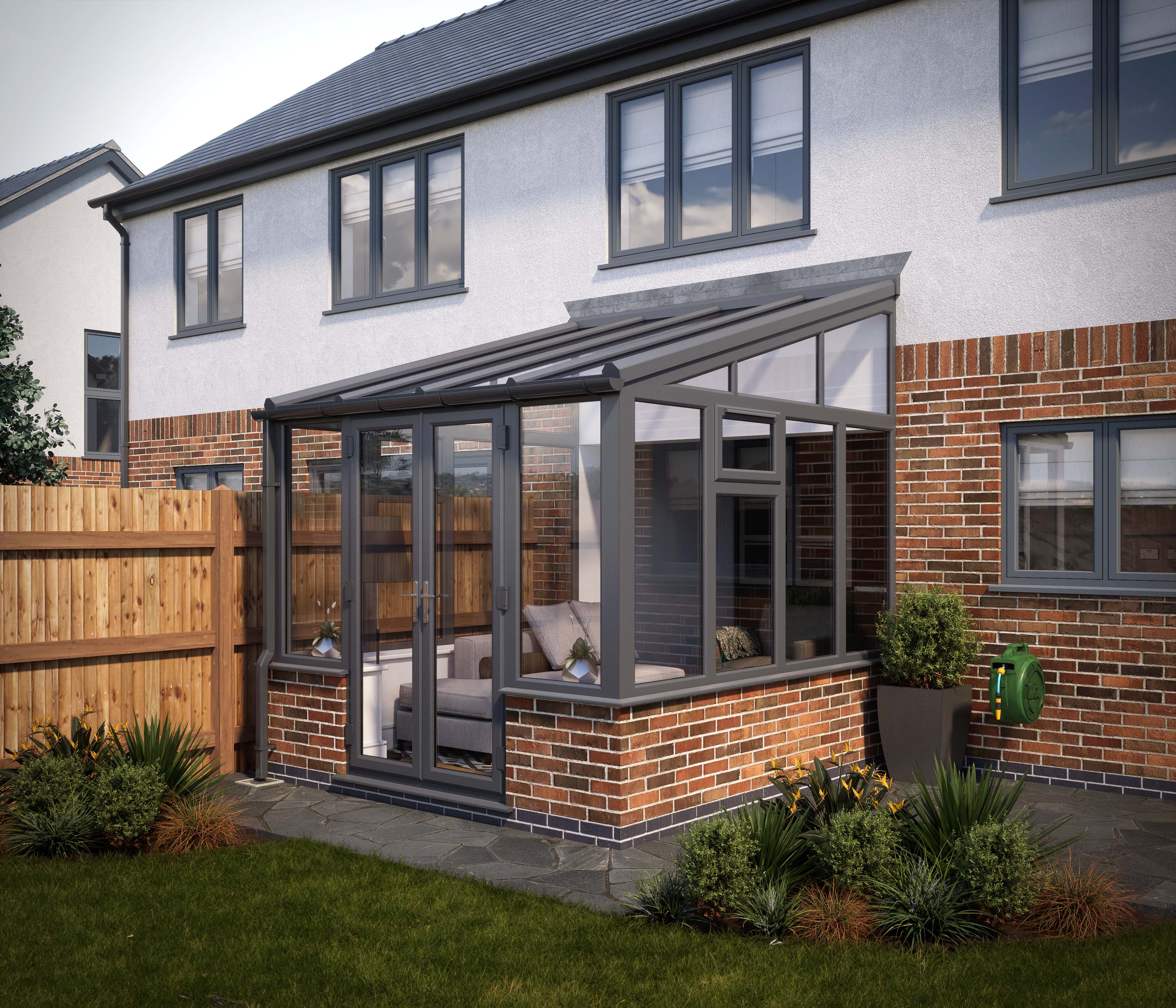 SOLglaze Glass Roof Dwarf Wall Lean To Conservatory