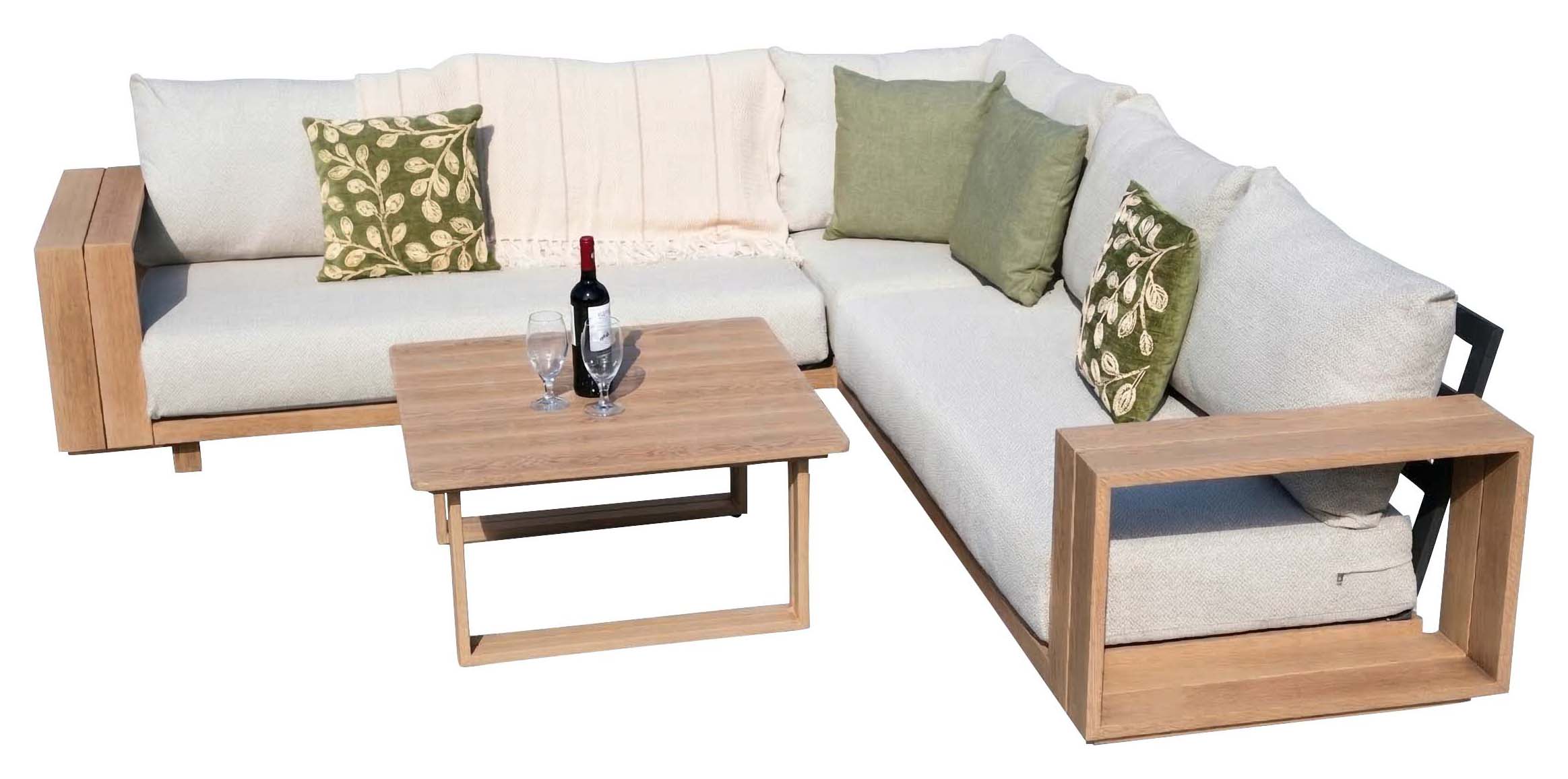 Norfolk Leisure Darlington Woodlook Aluminium Corner Set with Coffee Table